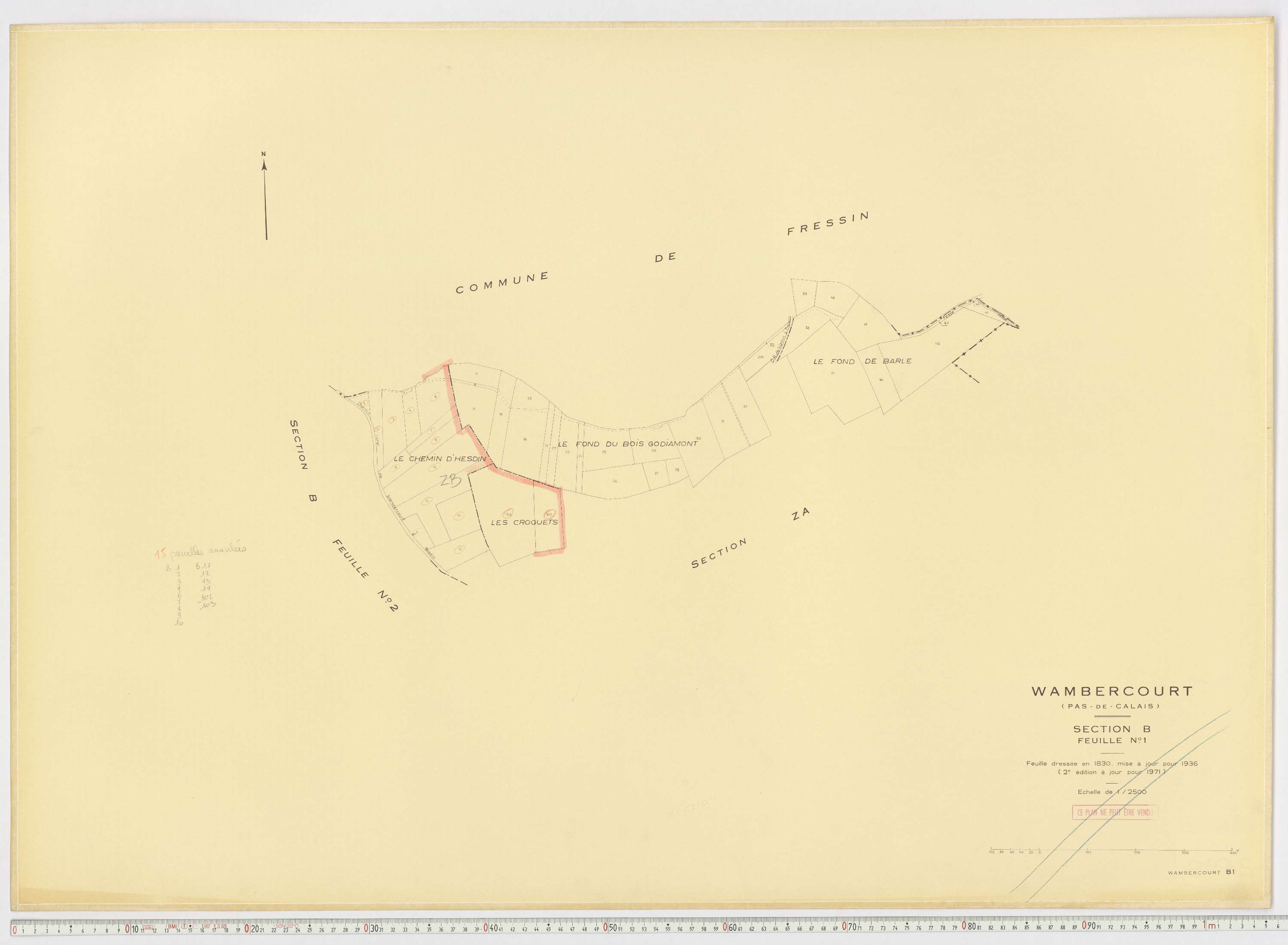 Wambercourt - Section B, feuille 1.