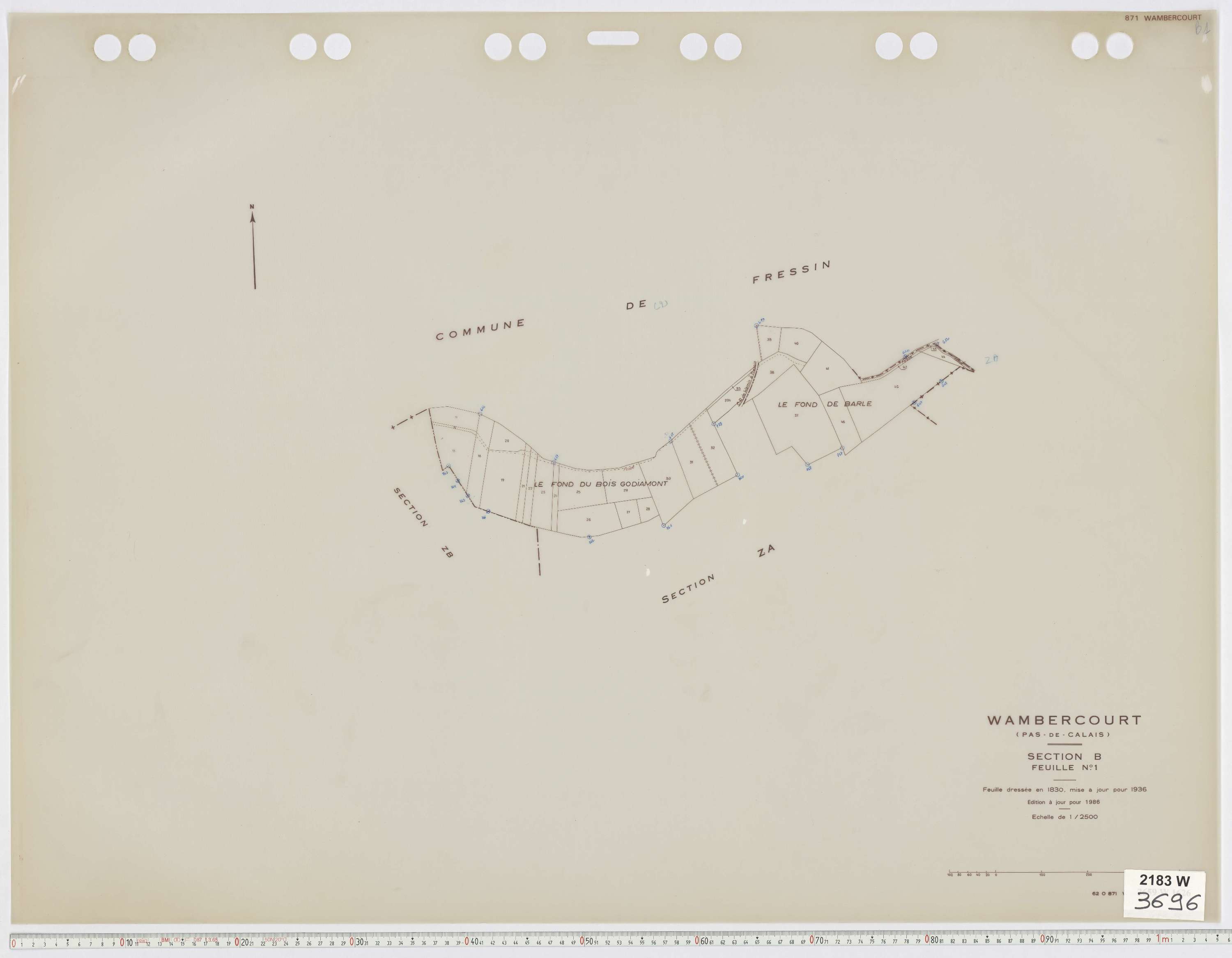 Wambercourt - Section B, feuille 1.