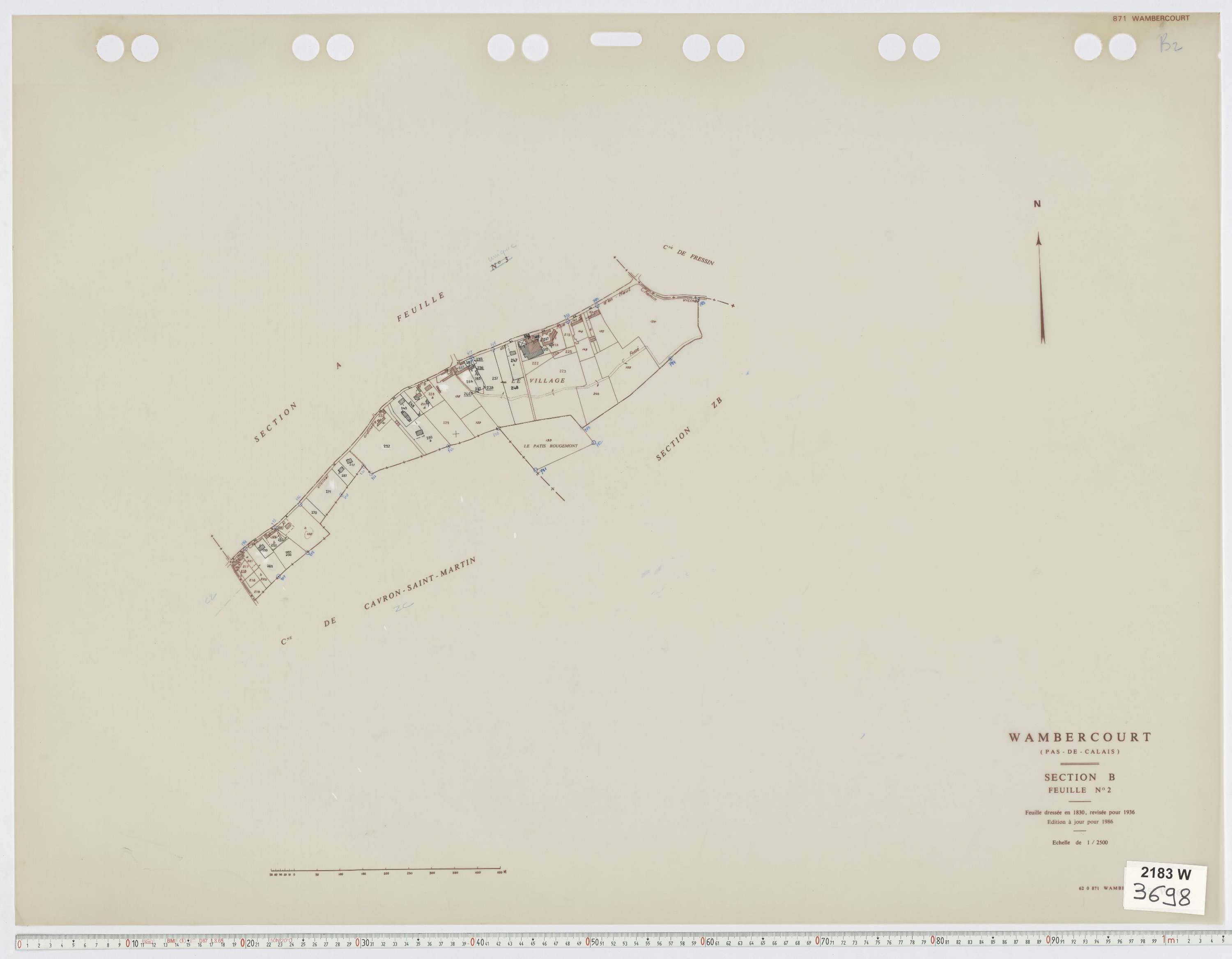 Wambercourt - Section B, feuille 2.
