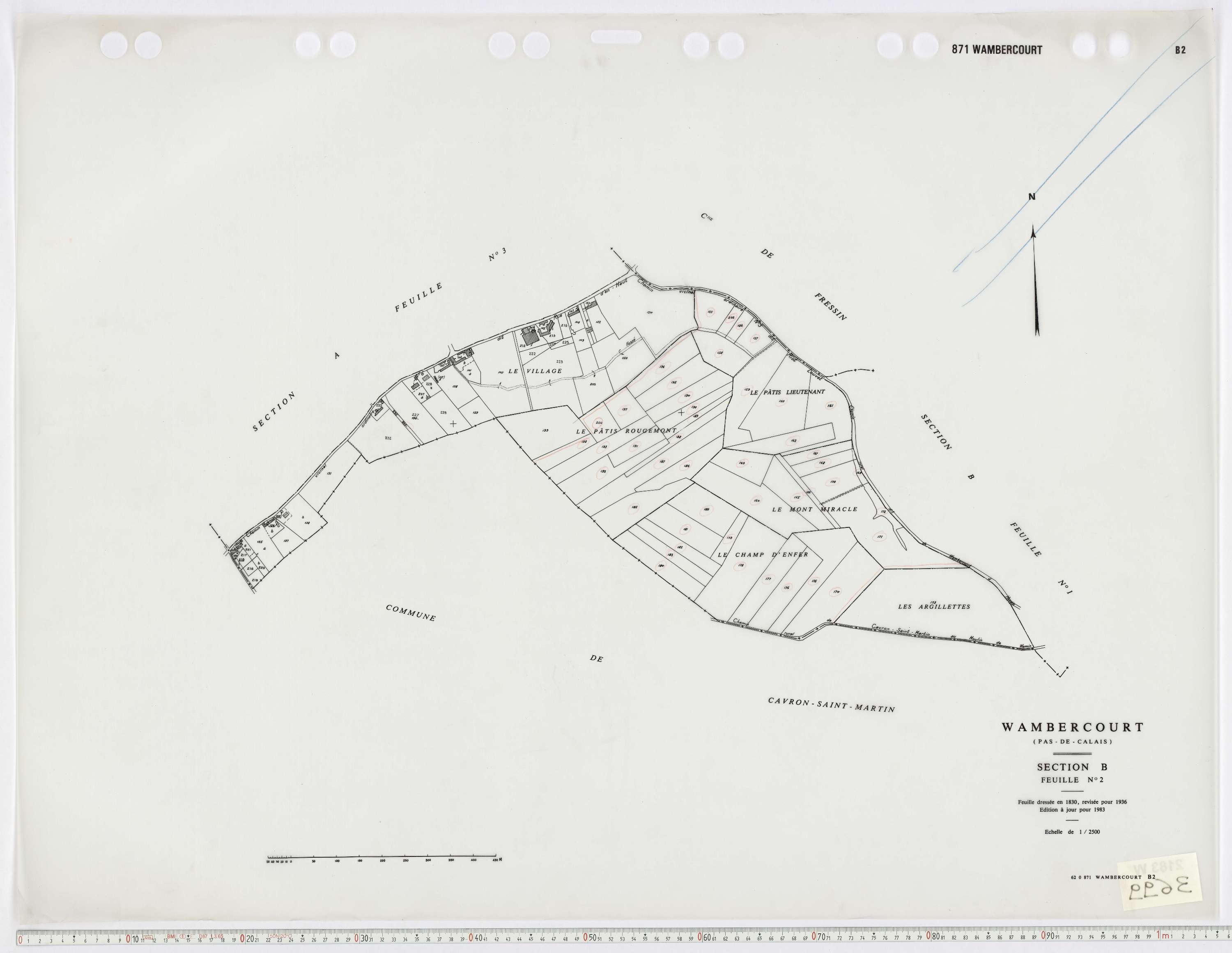 Wambercourt - Section B, feuille 2.