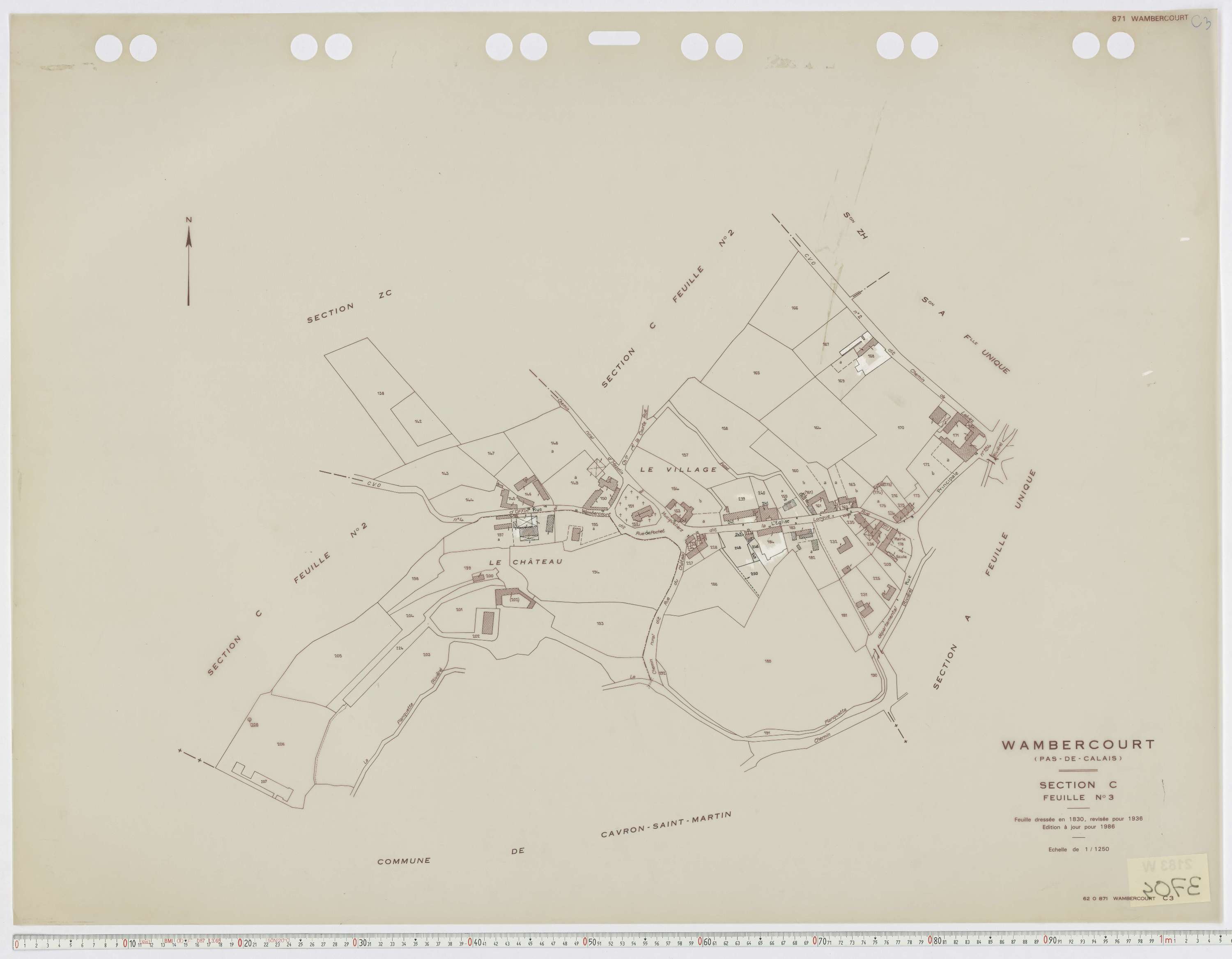 Wambercourt - Section C, feuille 3.