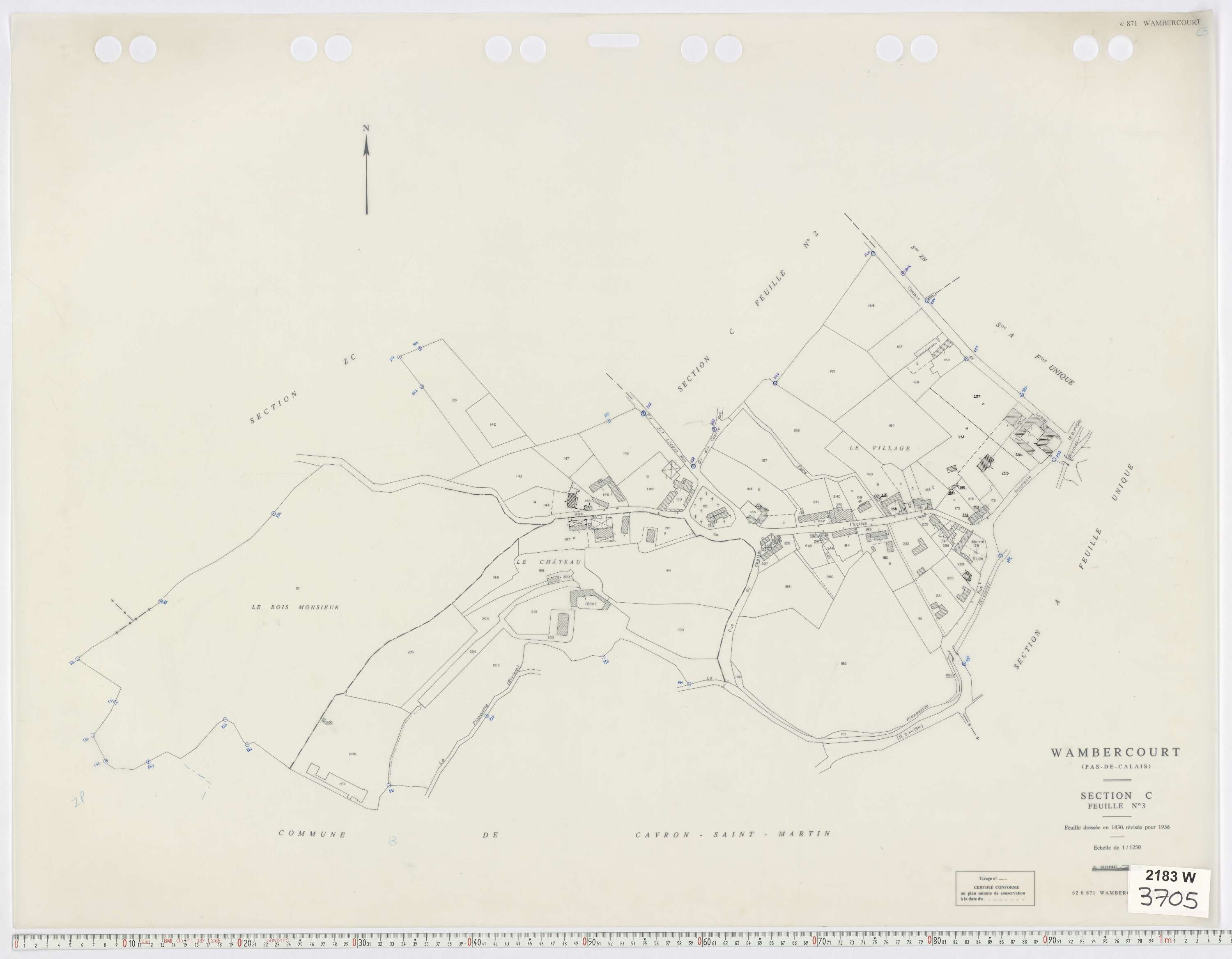 Wambercourt - Section C, feuille 3.