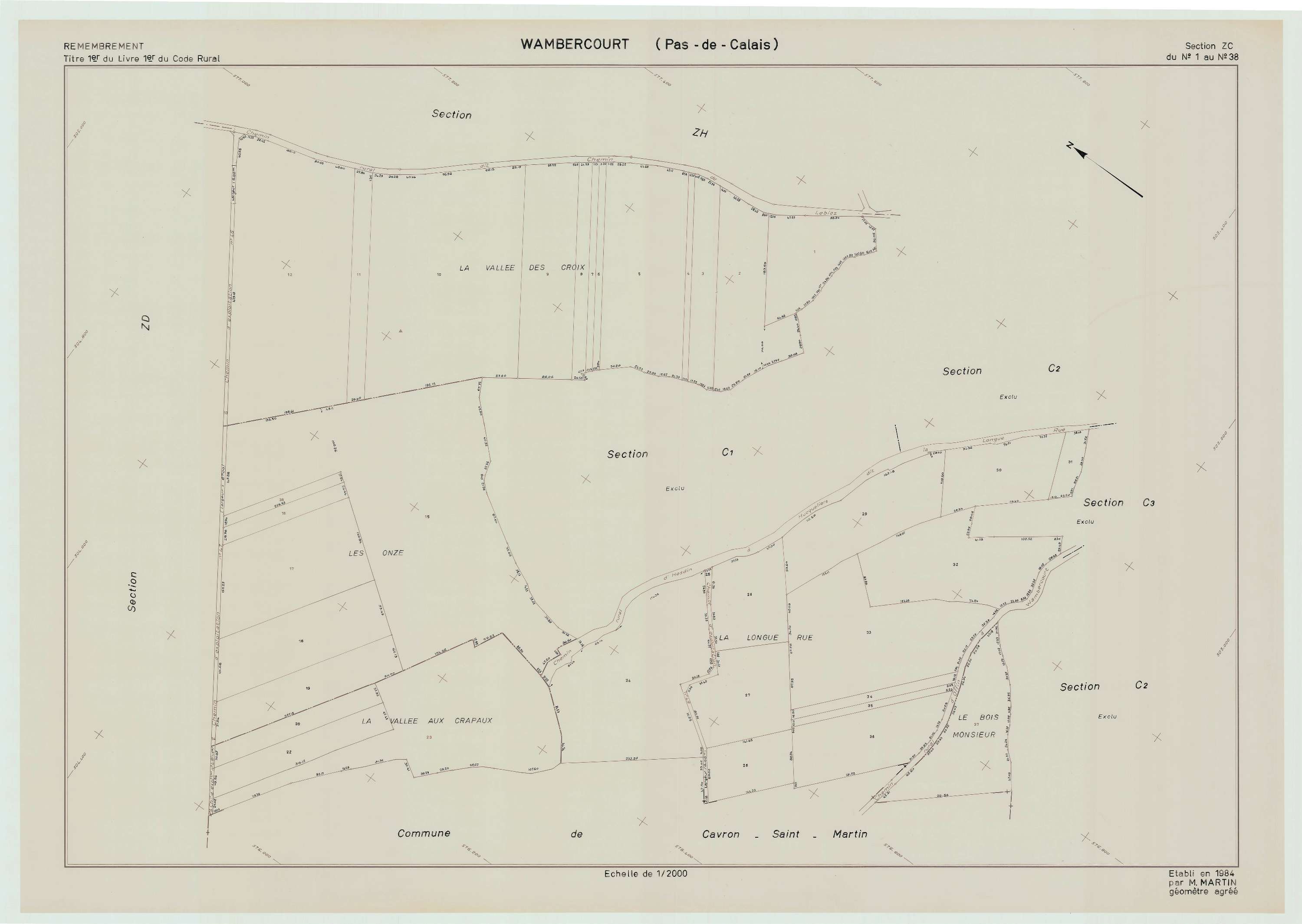 Wambercourt - Plan de remembrement : section ZC.