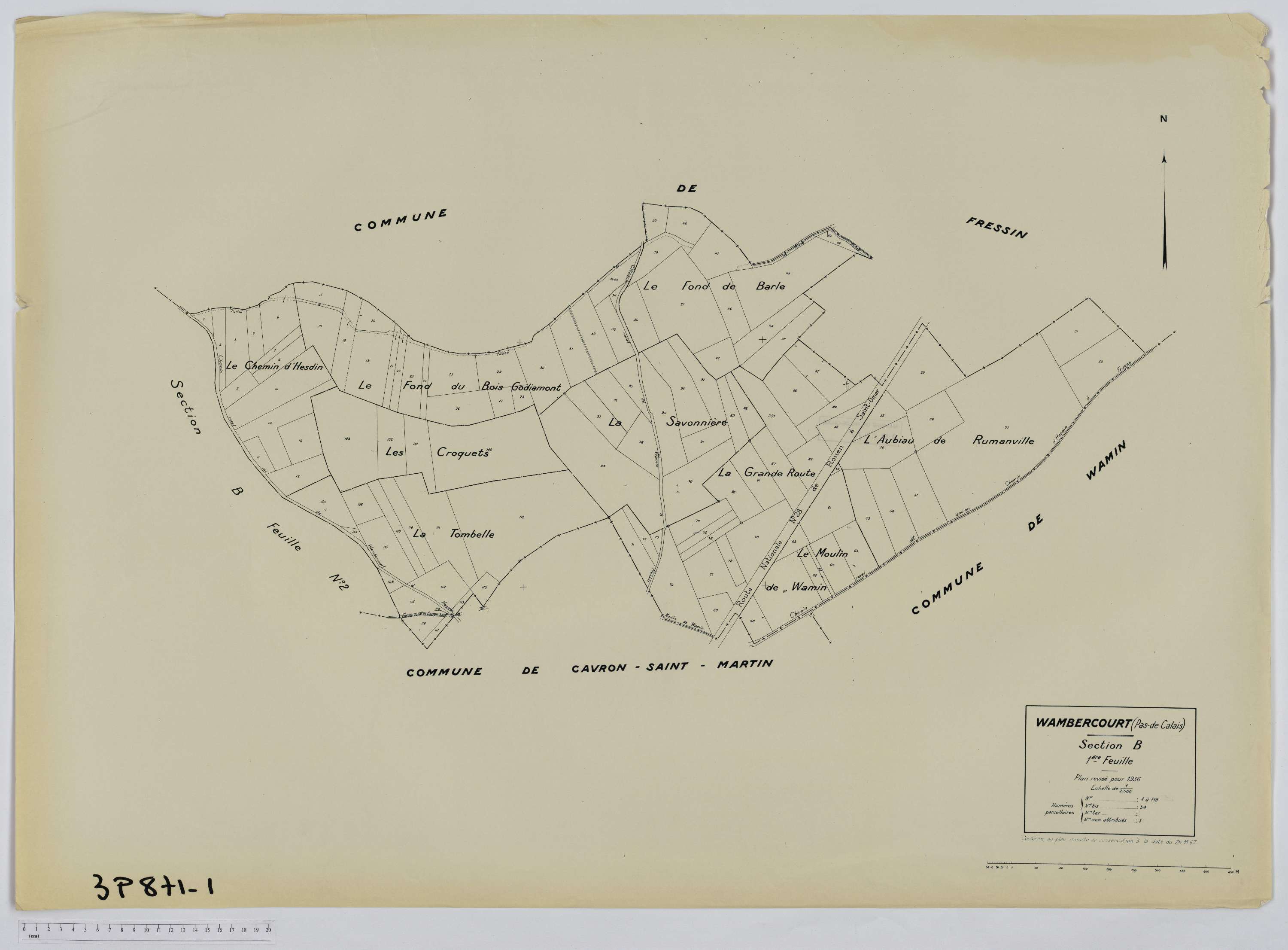 Wambercourt - Section B, feuille 1.
