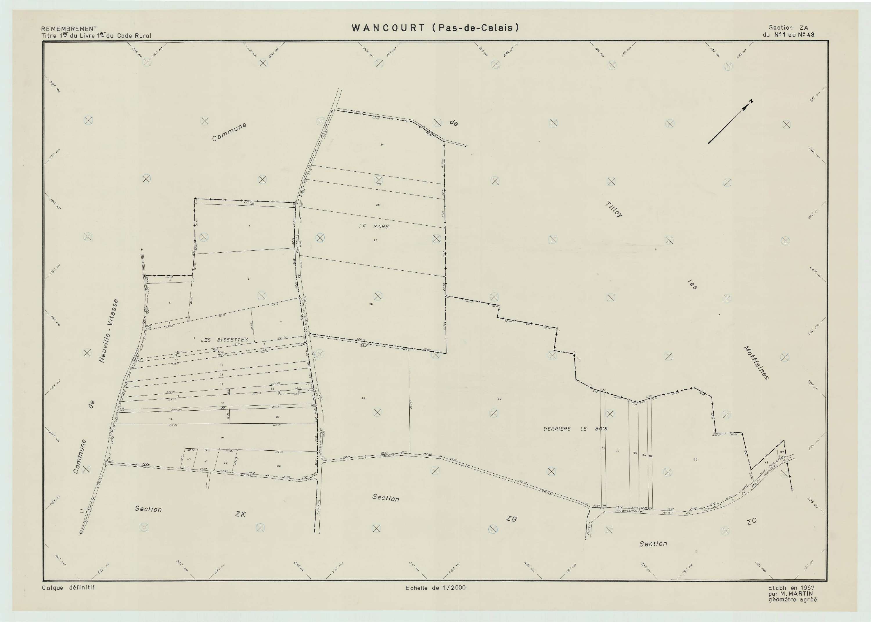 Wancourt - Plan de remembrement : section ZA.