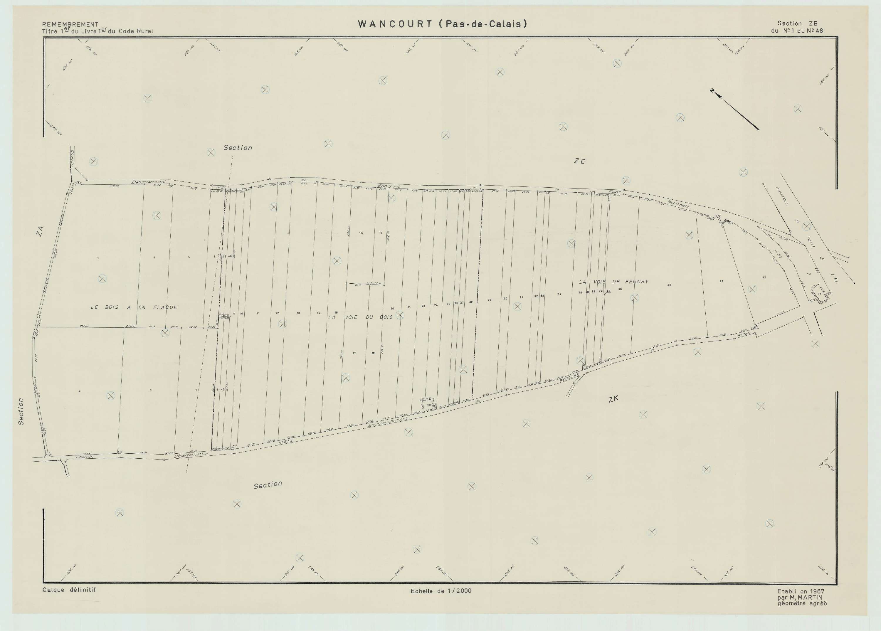 Wancourt - Plan de remembrement : section ZB.