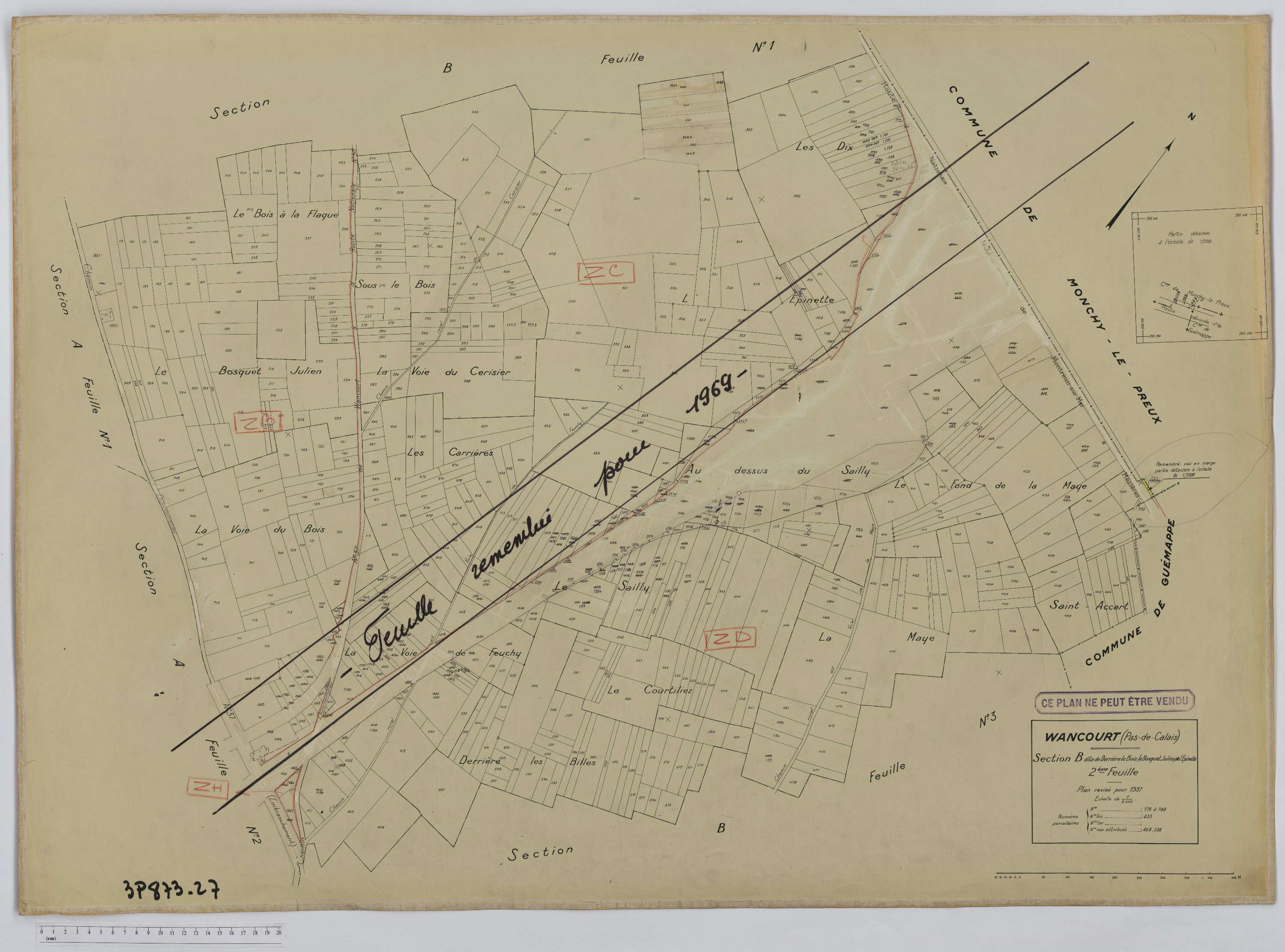 Wancourt - Section B, feuille 2.