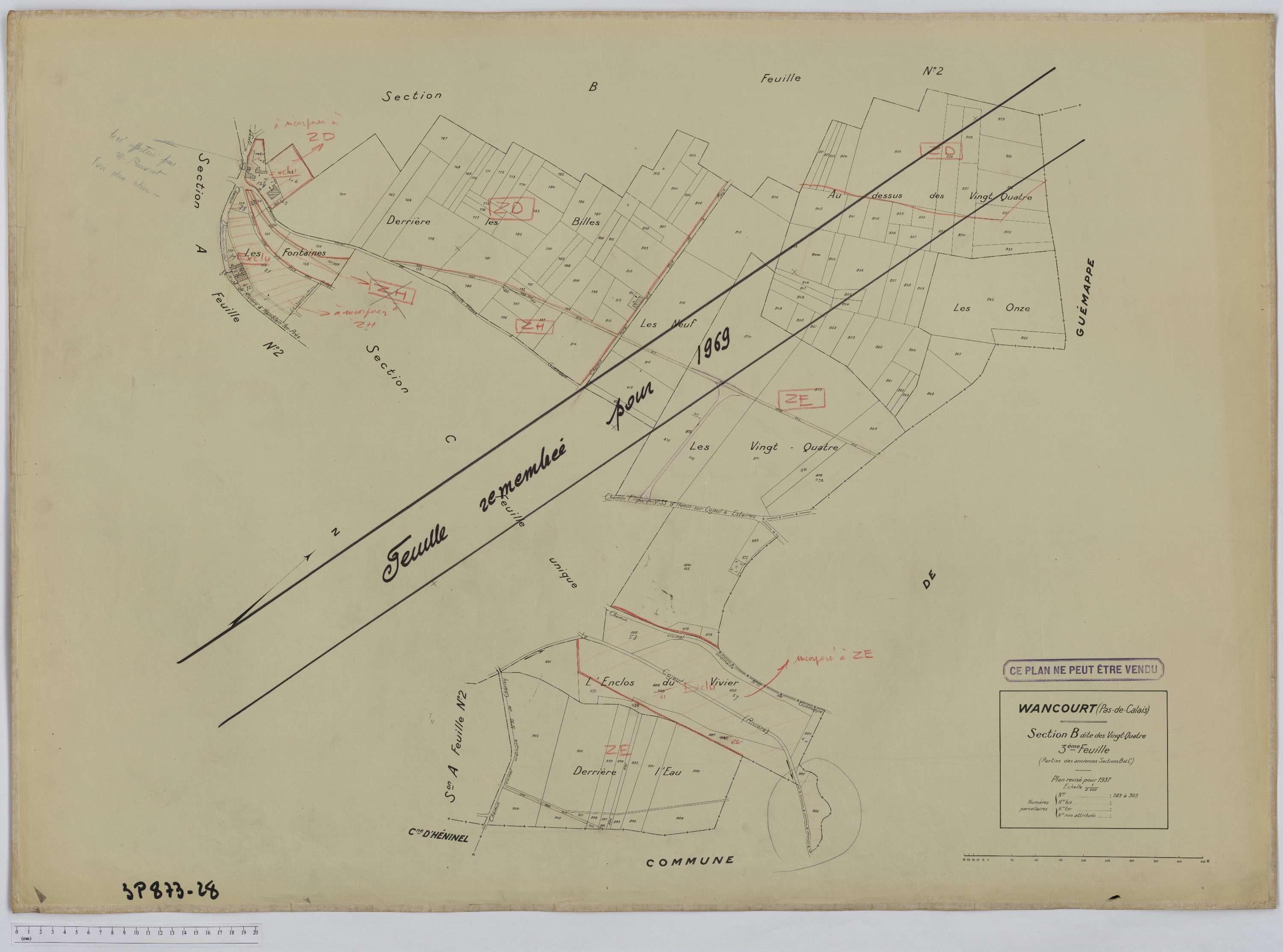 Wancourt - Section B, feuille 3.