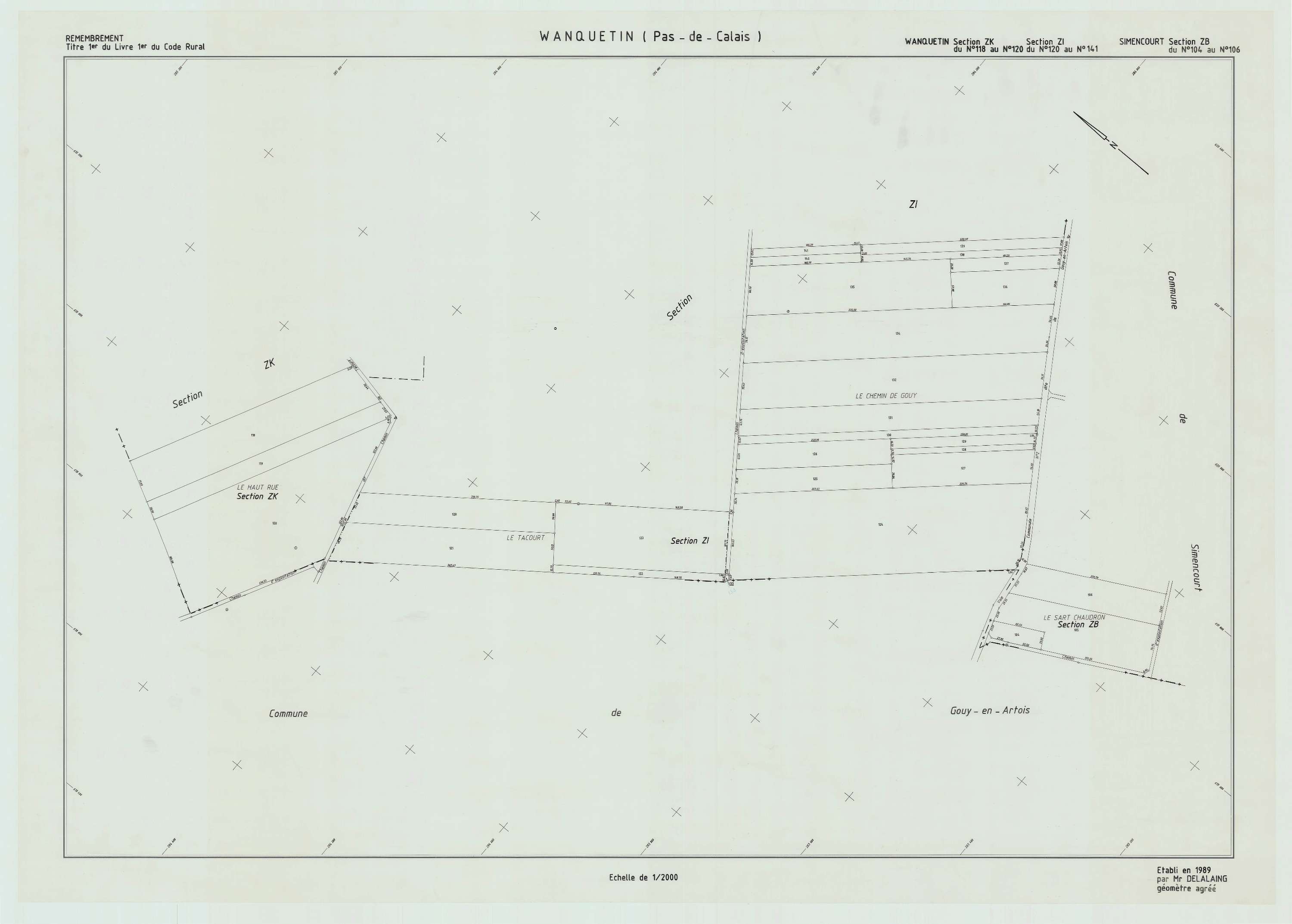 Wanquetin - Plan de remembrement : section ZB.