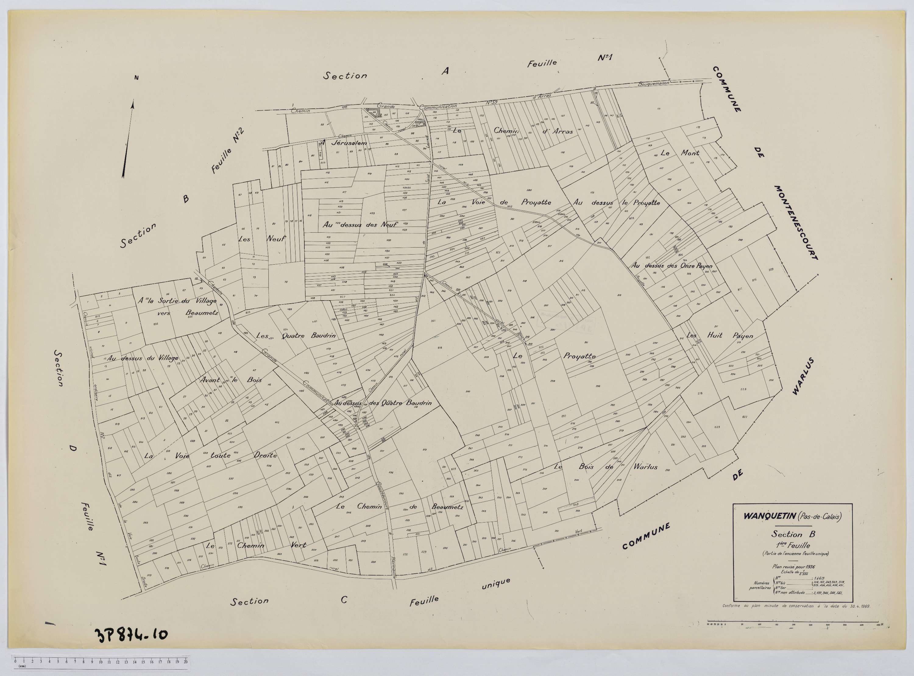 Wanquetin - Section B, feuille 1.