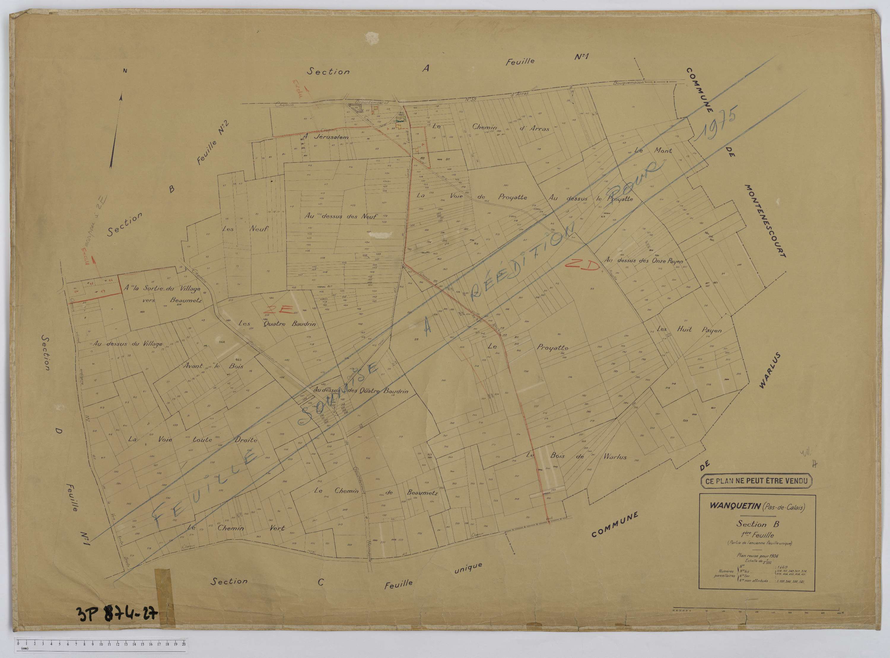 Wanquetin - Section B, feuille 1.