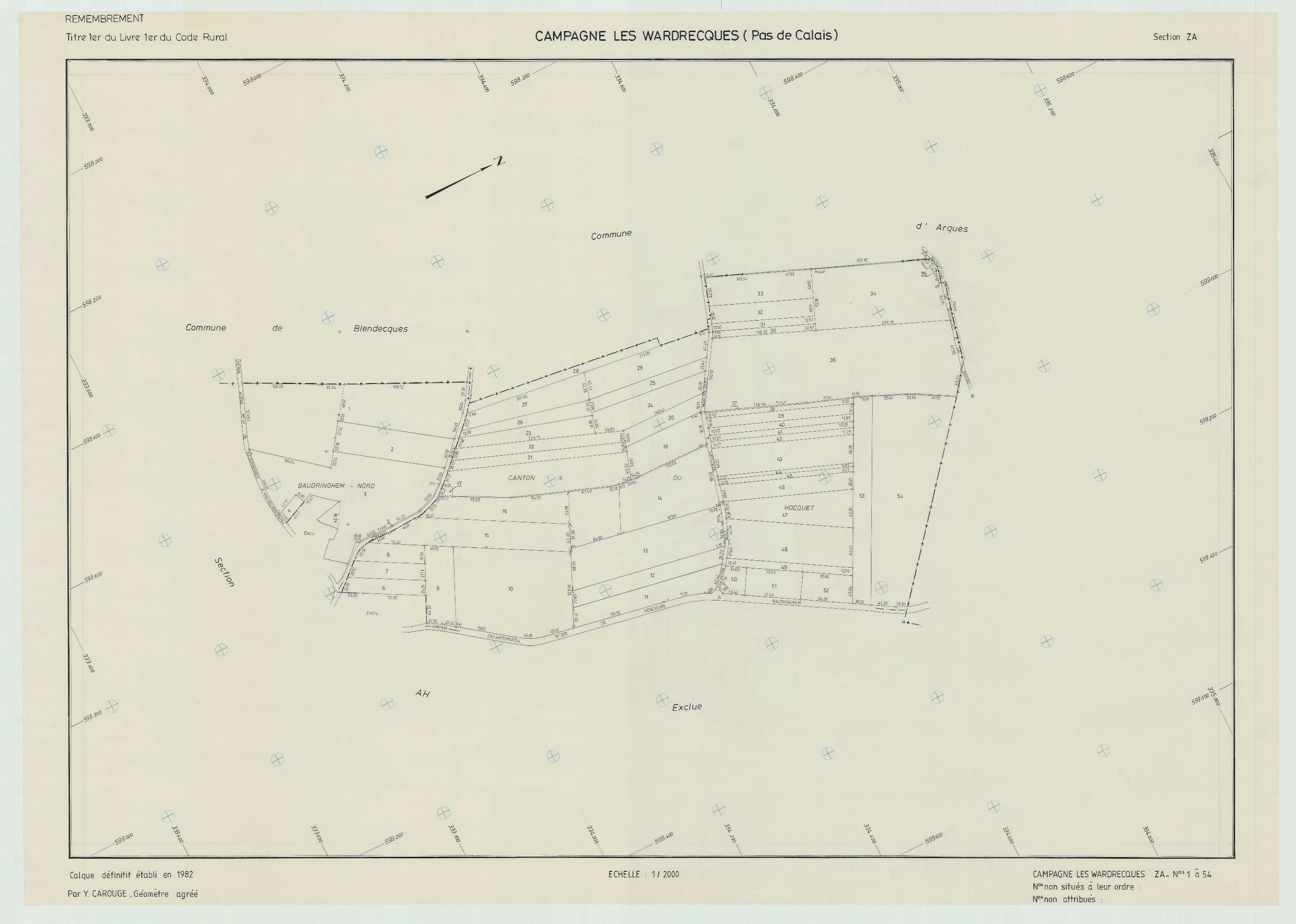 Wardrecques - Plan de remembrement : section ZA.