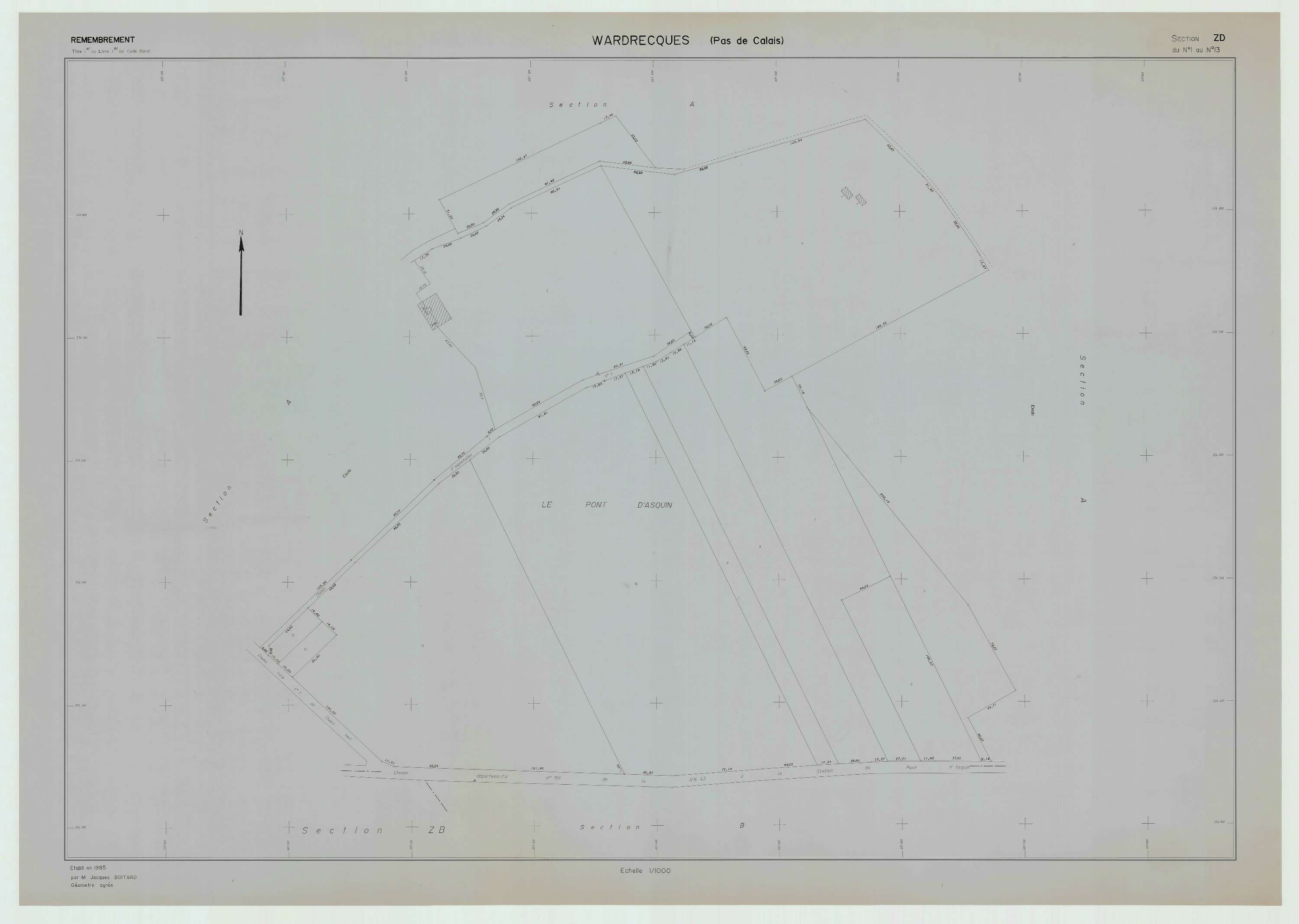 Wardrecques - Plan de remembrement : section ZD.