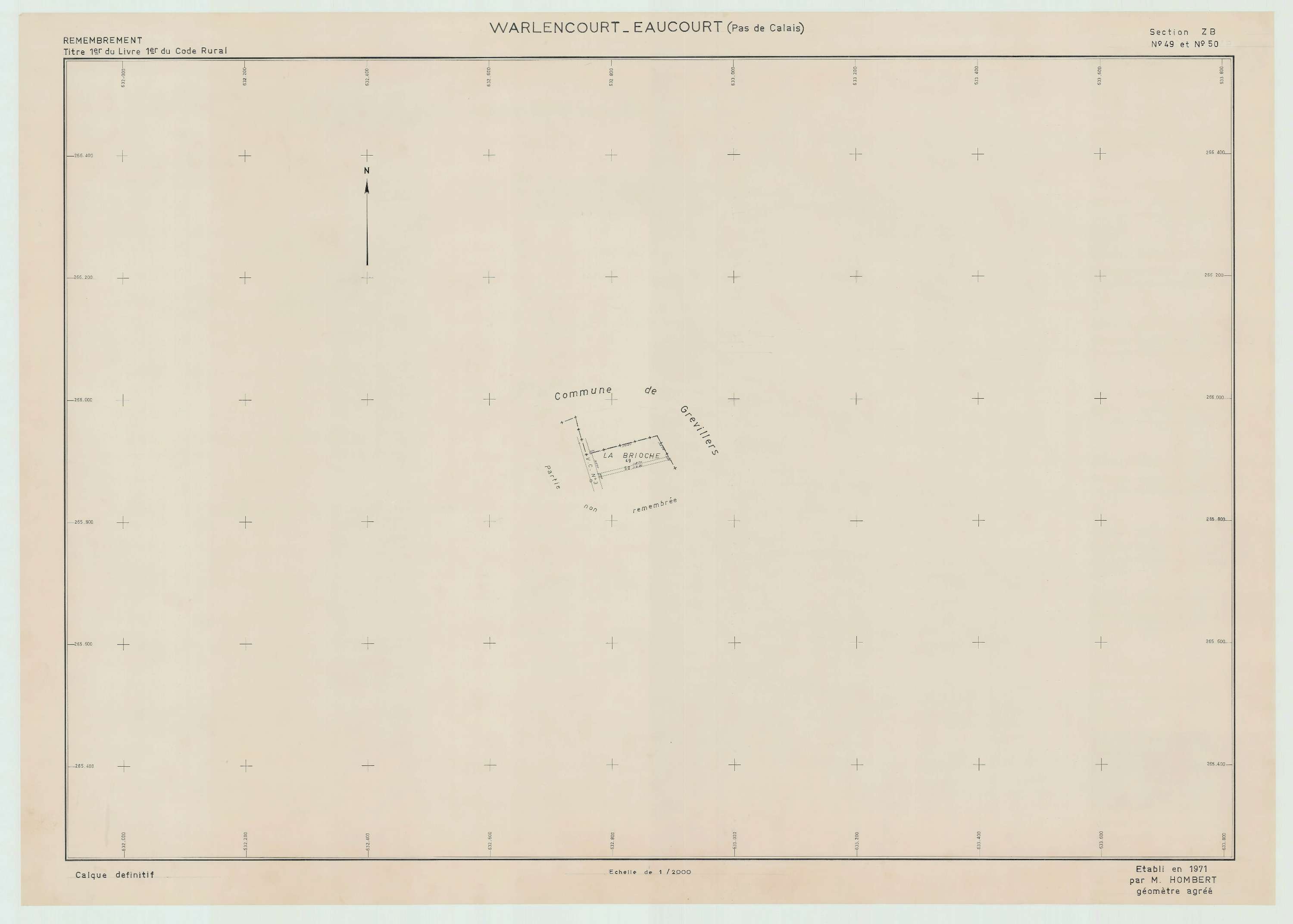 Warlencourt-Eaucourt - Plan de remembrement : section ZB.