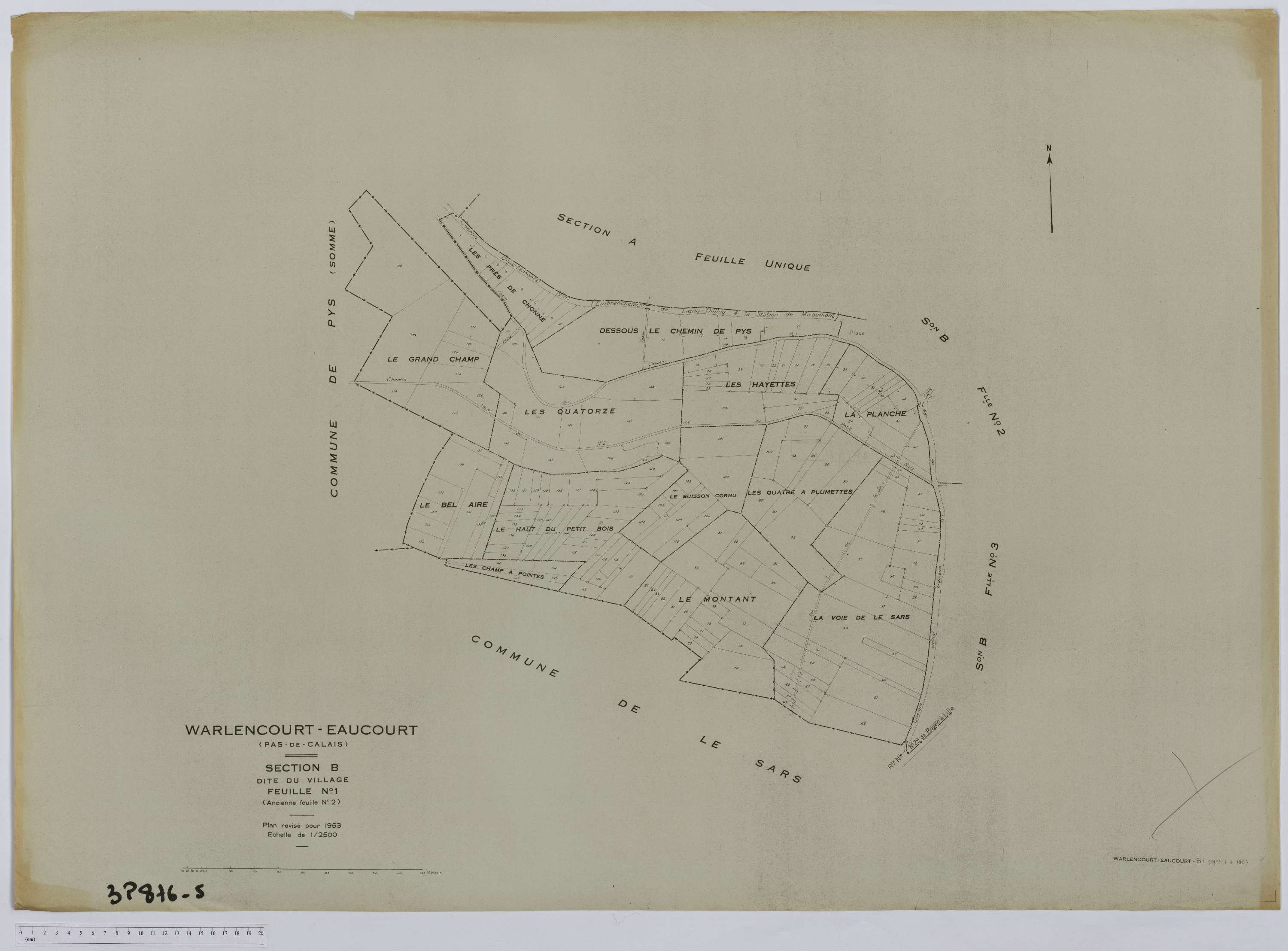 Warlencourt-Eaucourt - Section B, feuille 1.