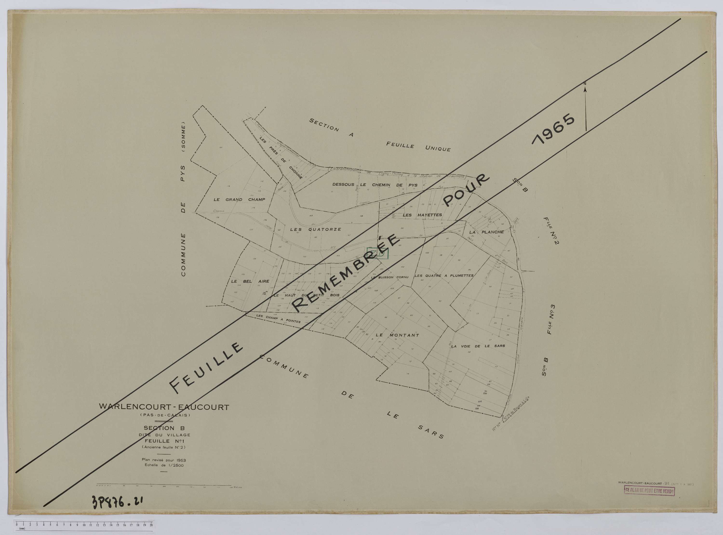 Warlencourt-Eaucourt - Section B, feuille 1.