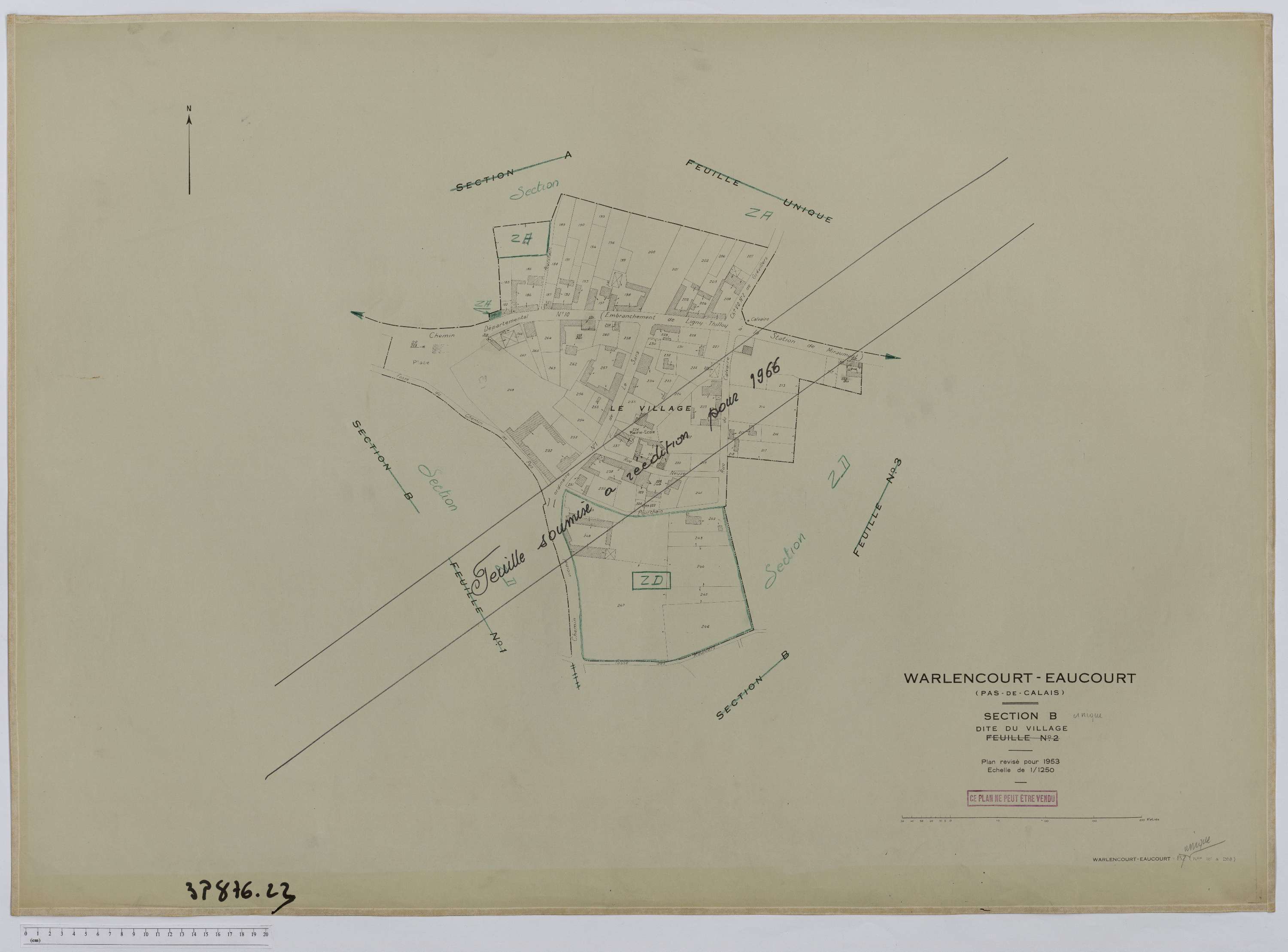 Warlencourt-Eaucourt - Section B, feuille 2.