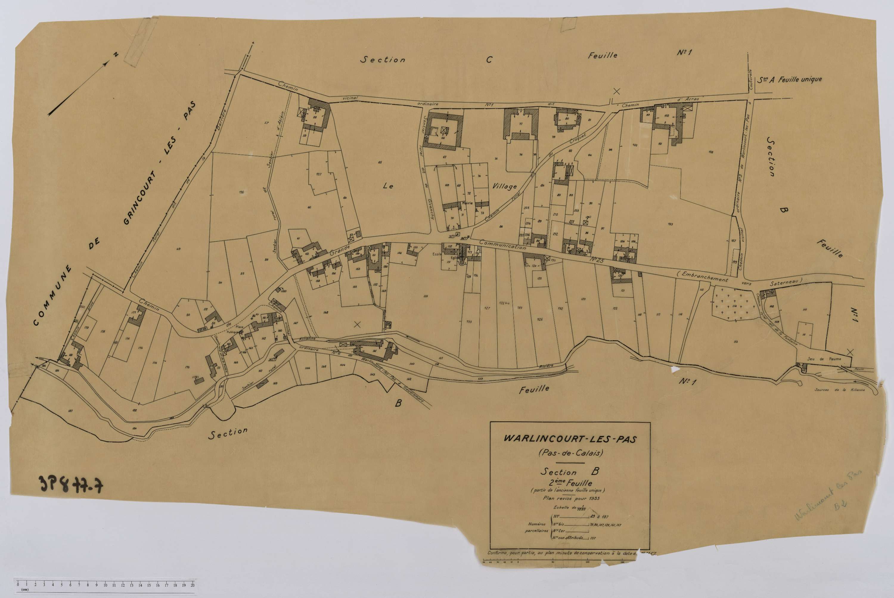 Warlincourt-lès-Pas - Section B, feuille 2.