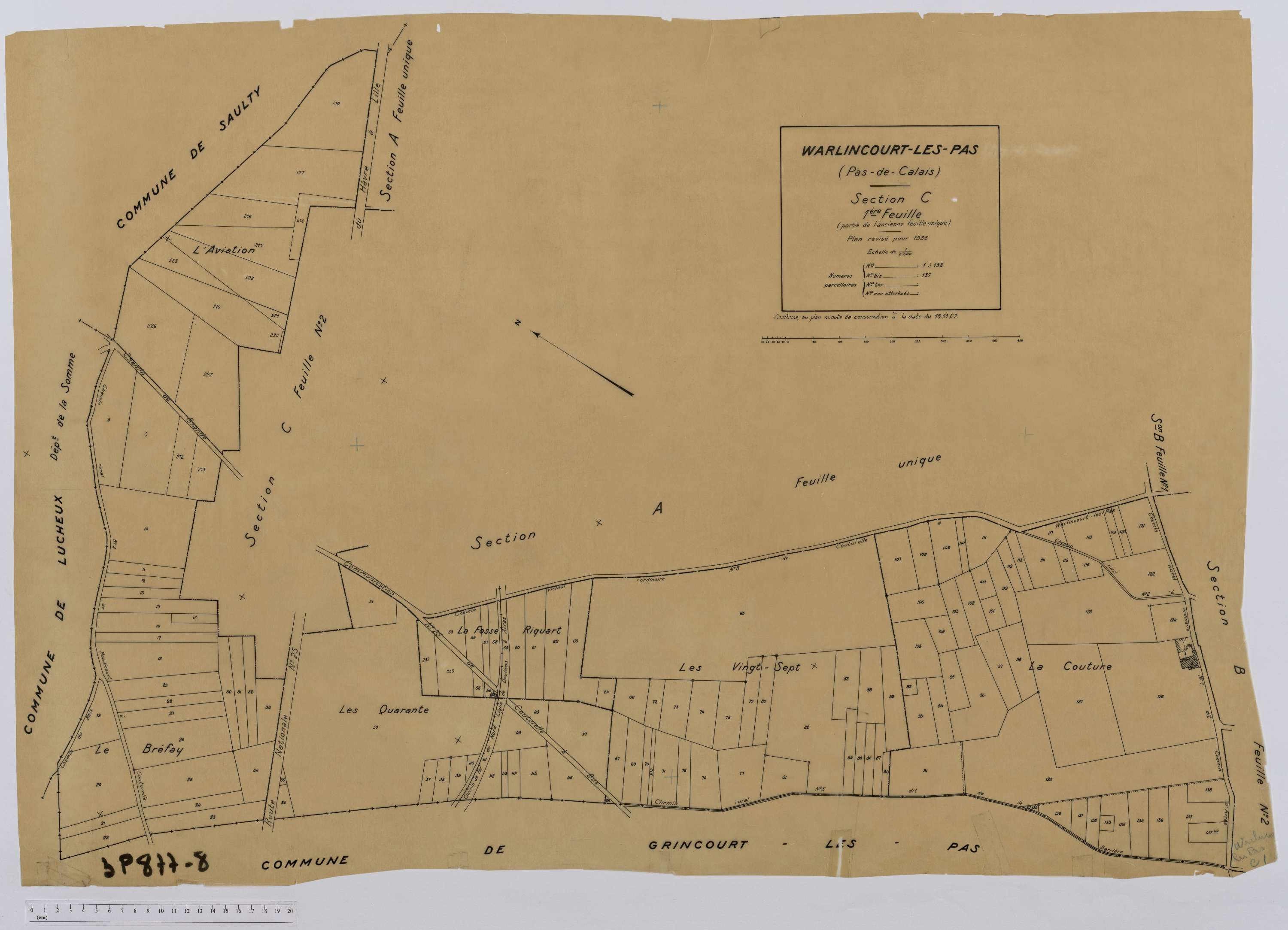 Warlincourt-lès-Pas - Section C, feuille 1.