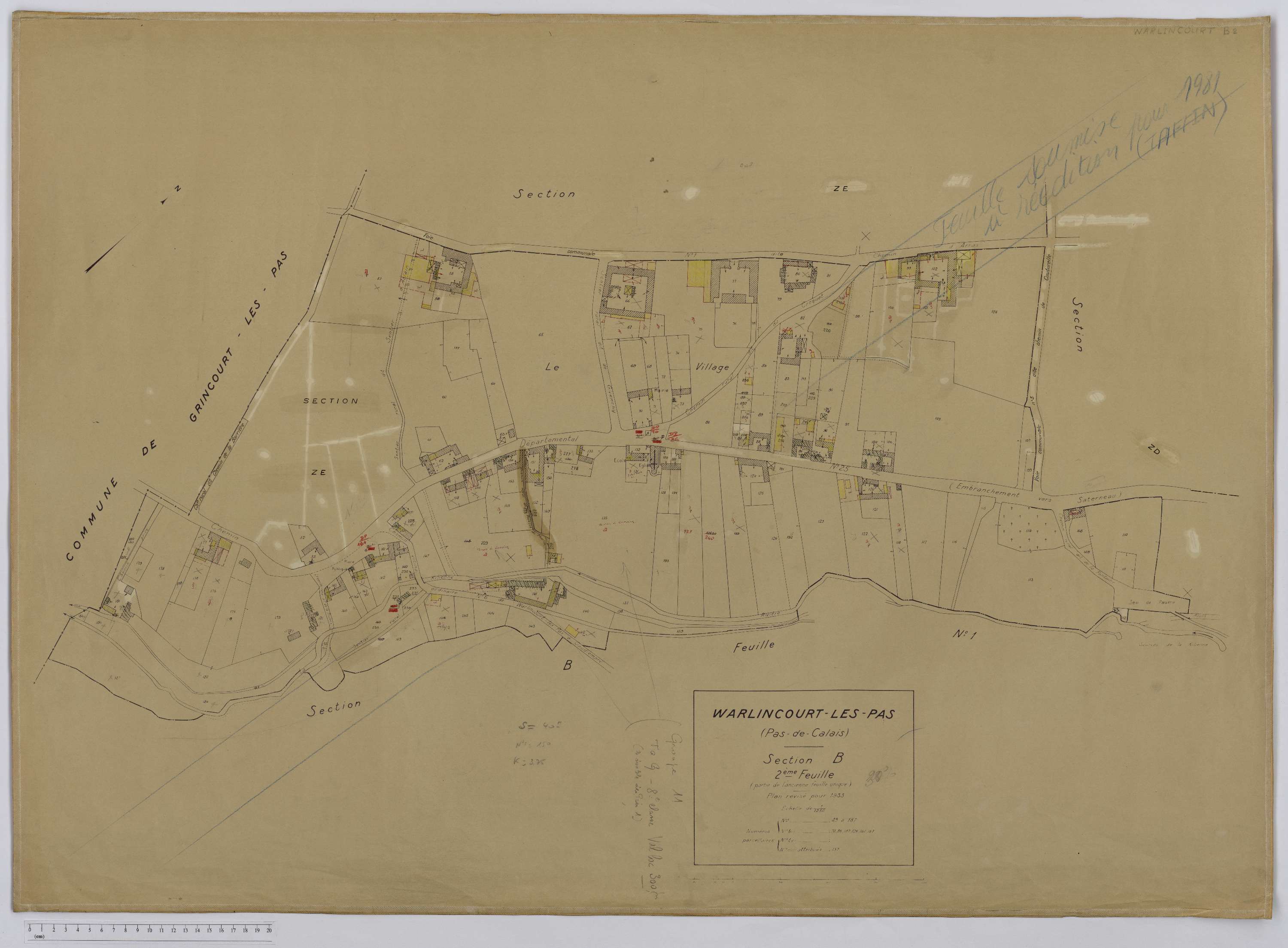 Warlincourt-lès-Pas - Section B, feuille 2.