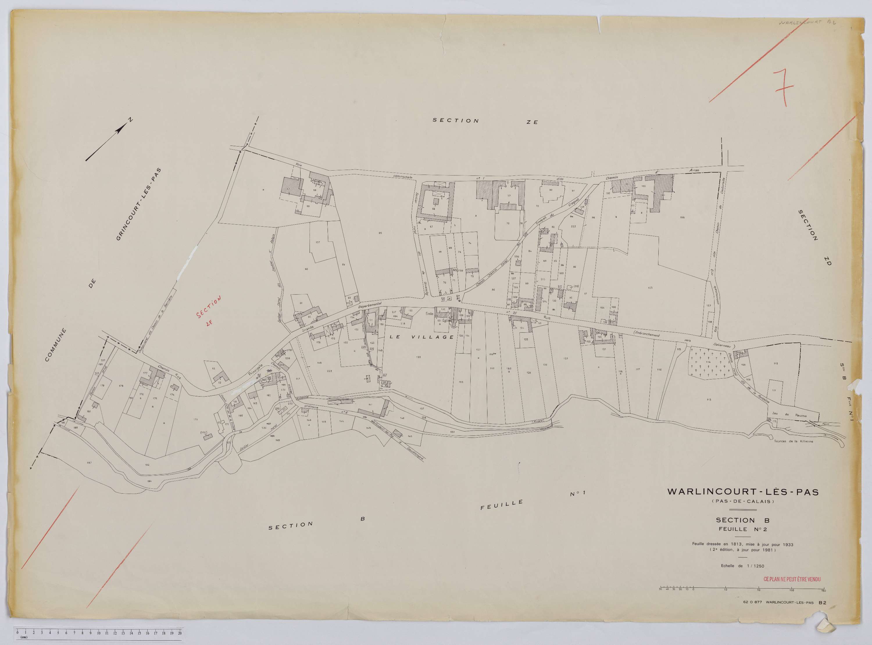 Warlincourt-lès-Pas - Section B, feuille 2.