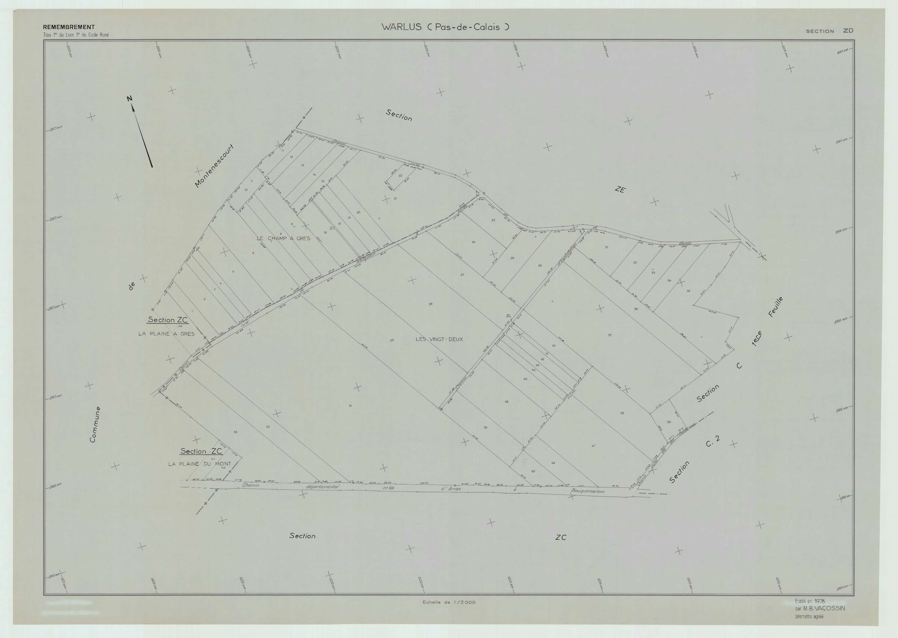 Warlus - Plan de remembrement : section ZD.