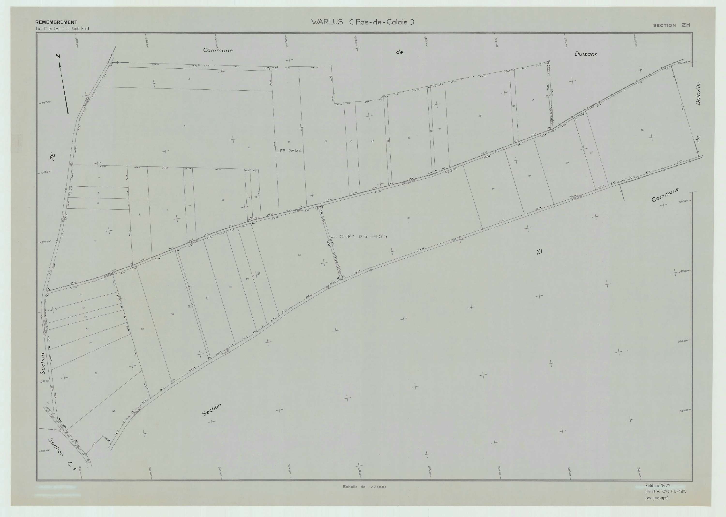 Warlus - Plan de remembrement : section ZH.