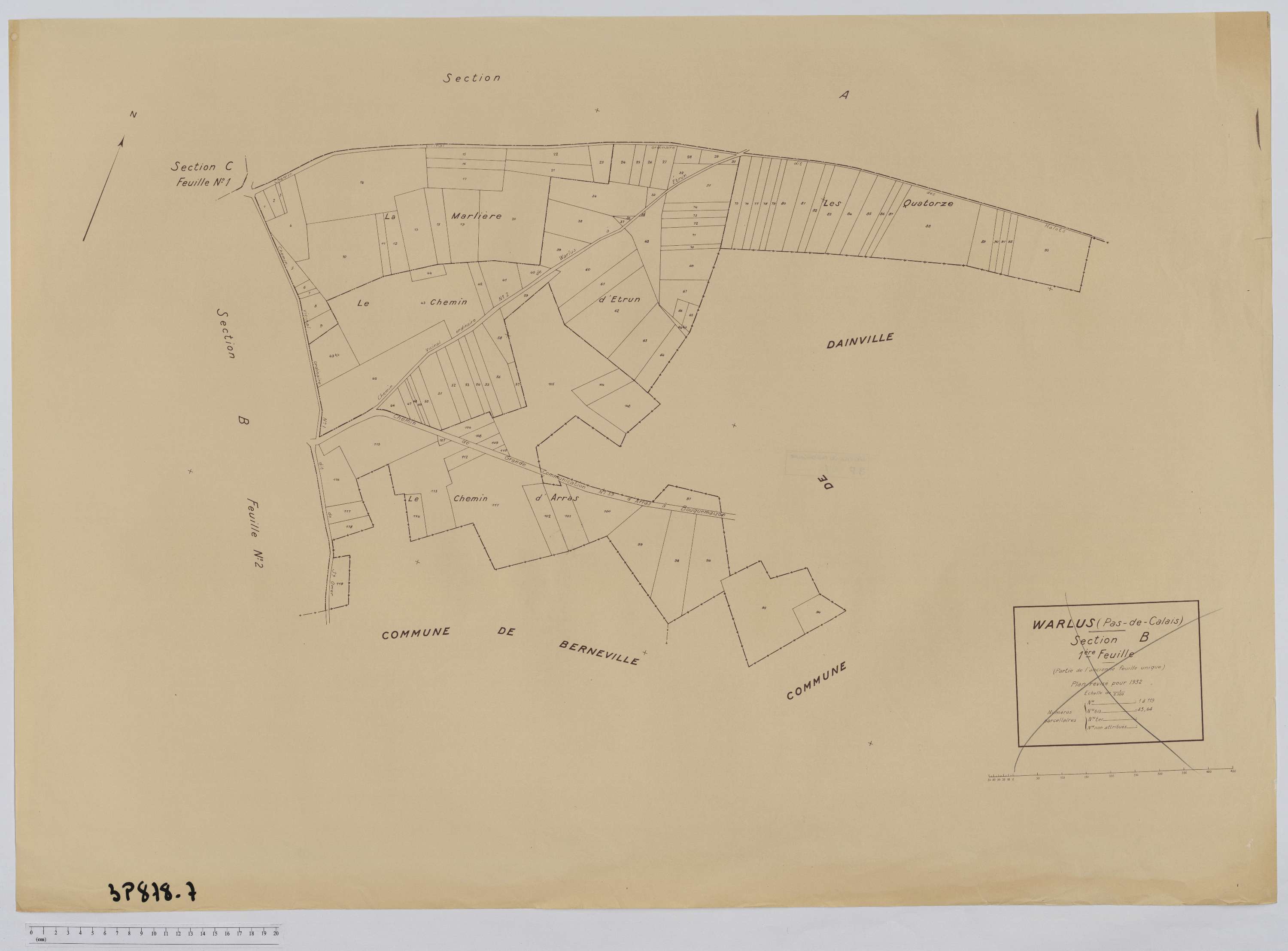 Warlus - Section B, feuille 1.