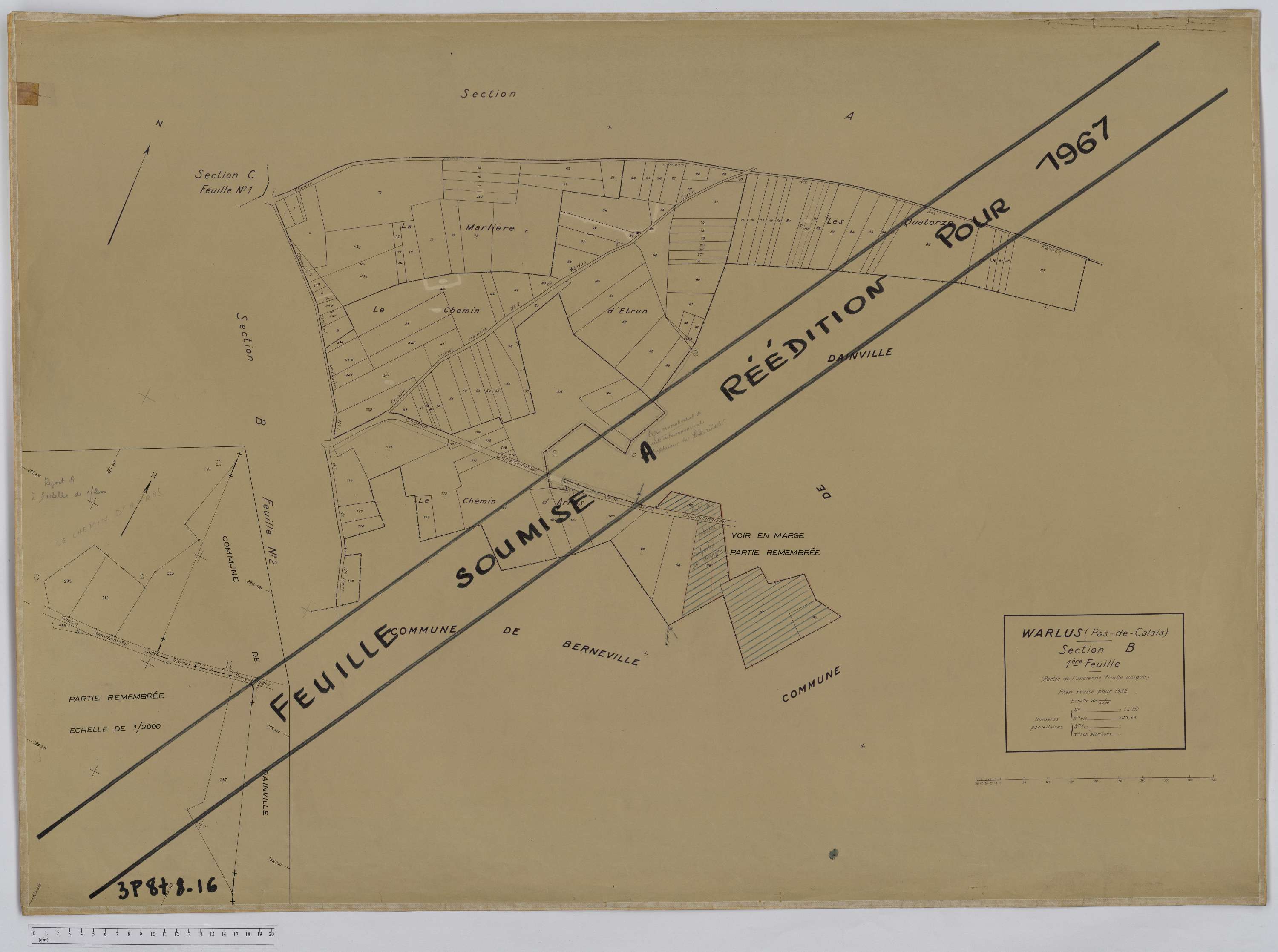 Warlus - Section B, feuille 1.