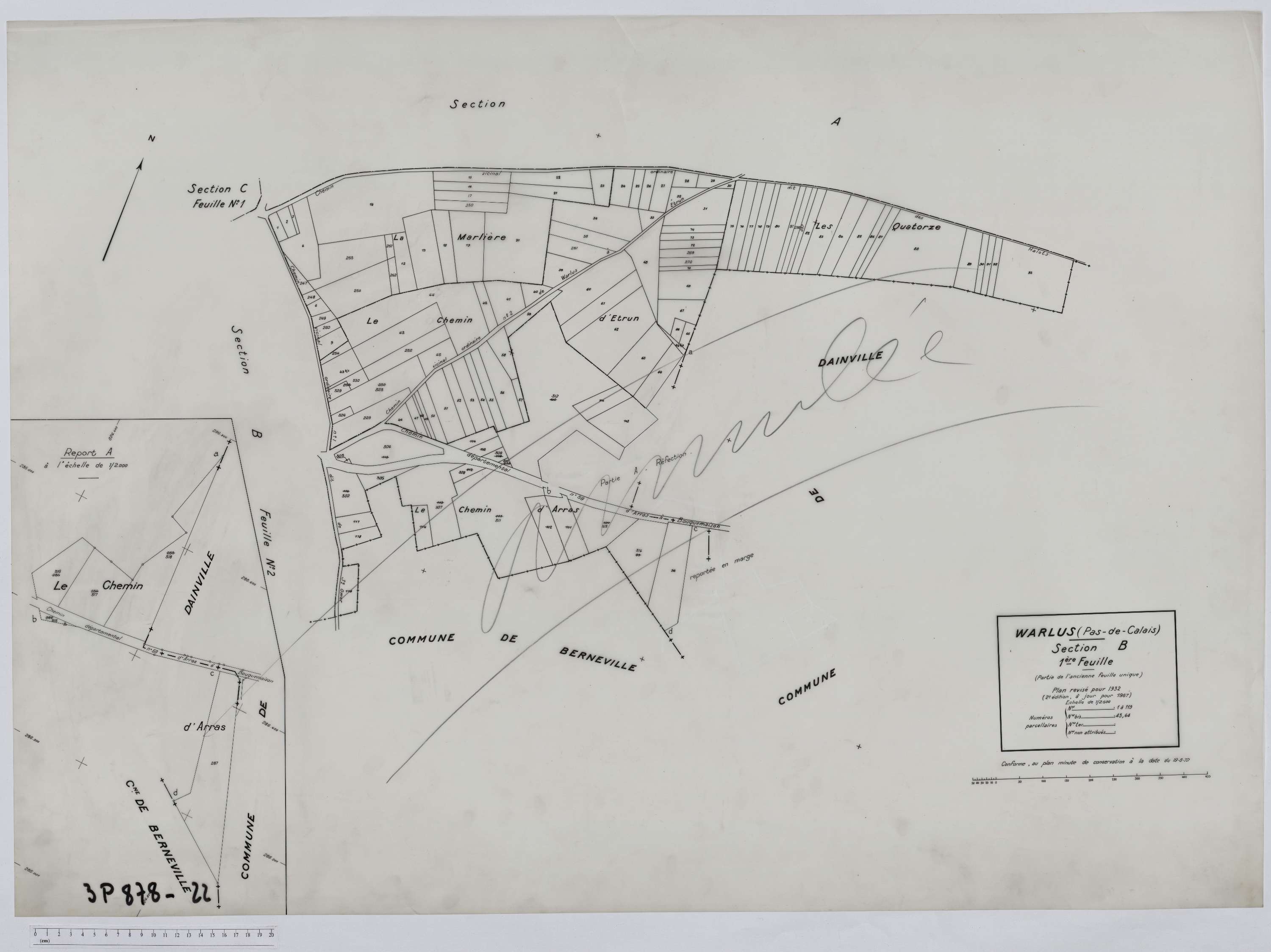 Warlus - Section B, feuille 1.
