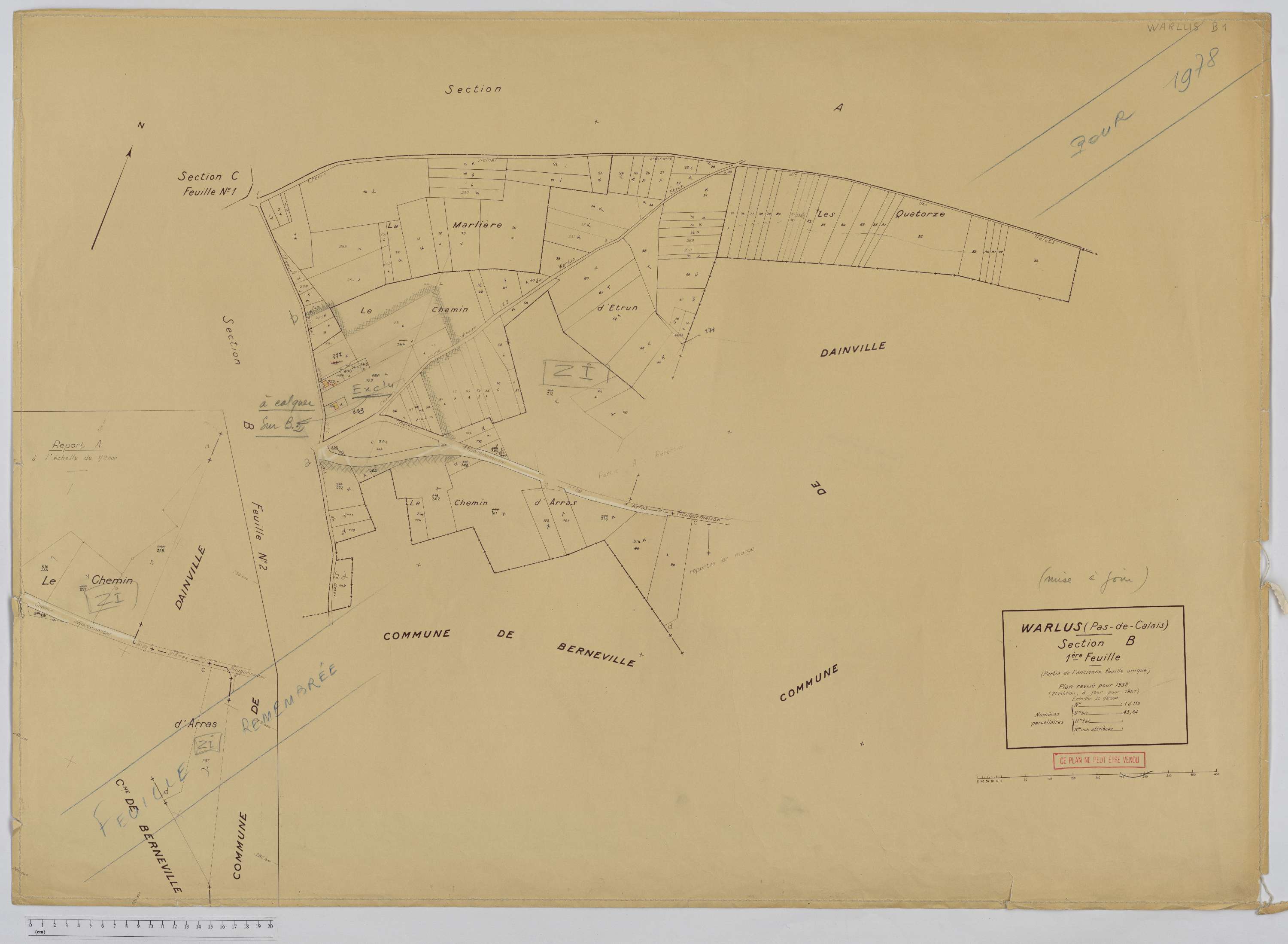 Warlus - Section B, feuille 1.