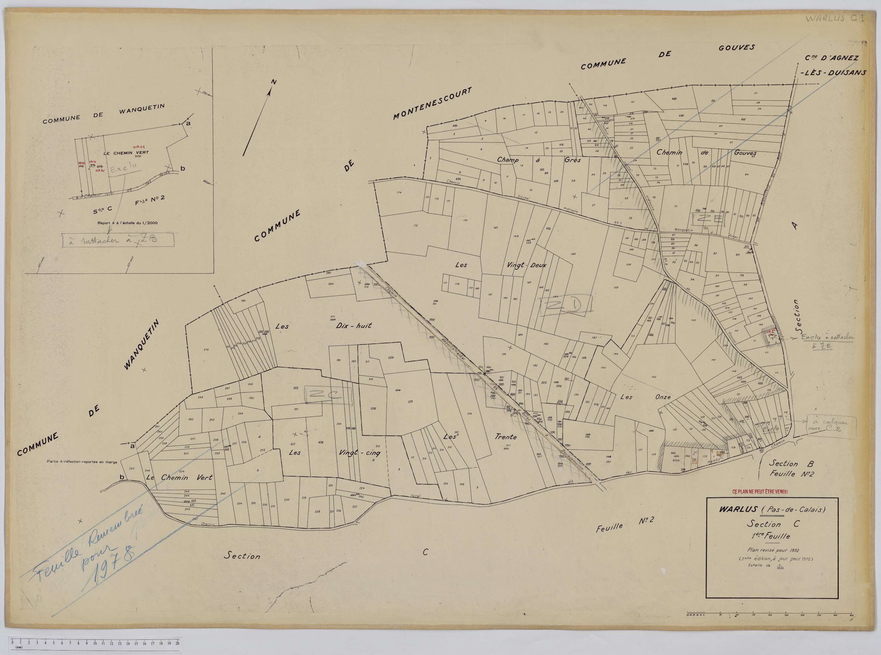 Warlus - Section C, feuille 1.