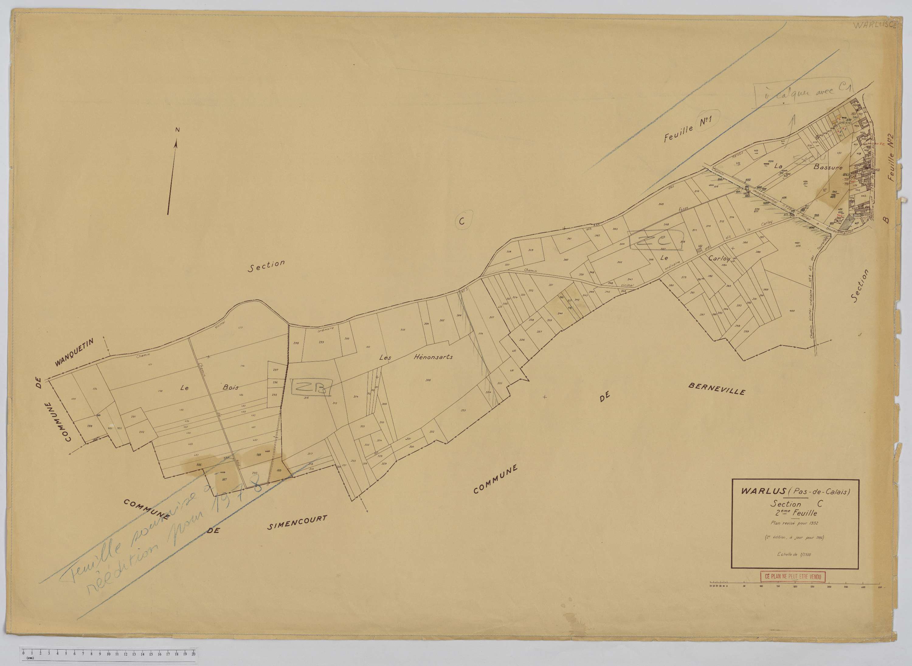 Warlus - Section C, feuille 2.
