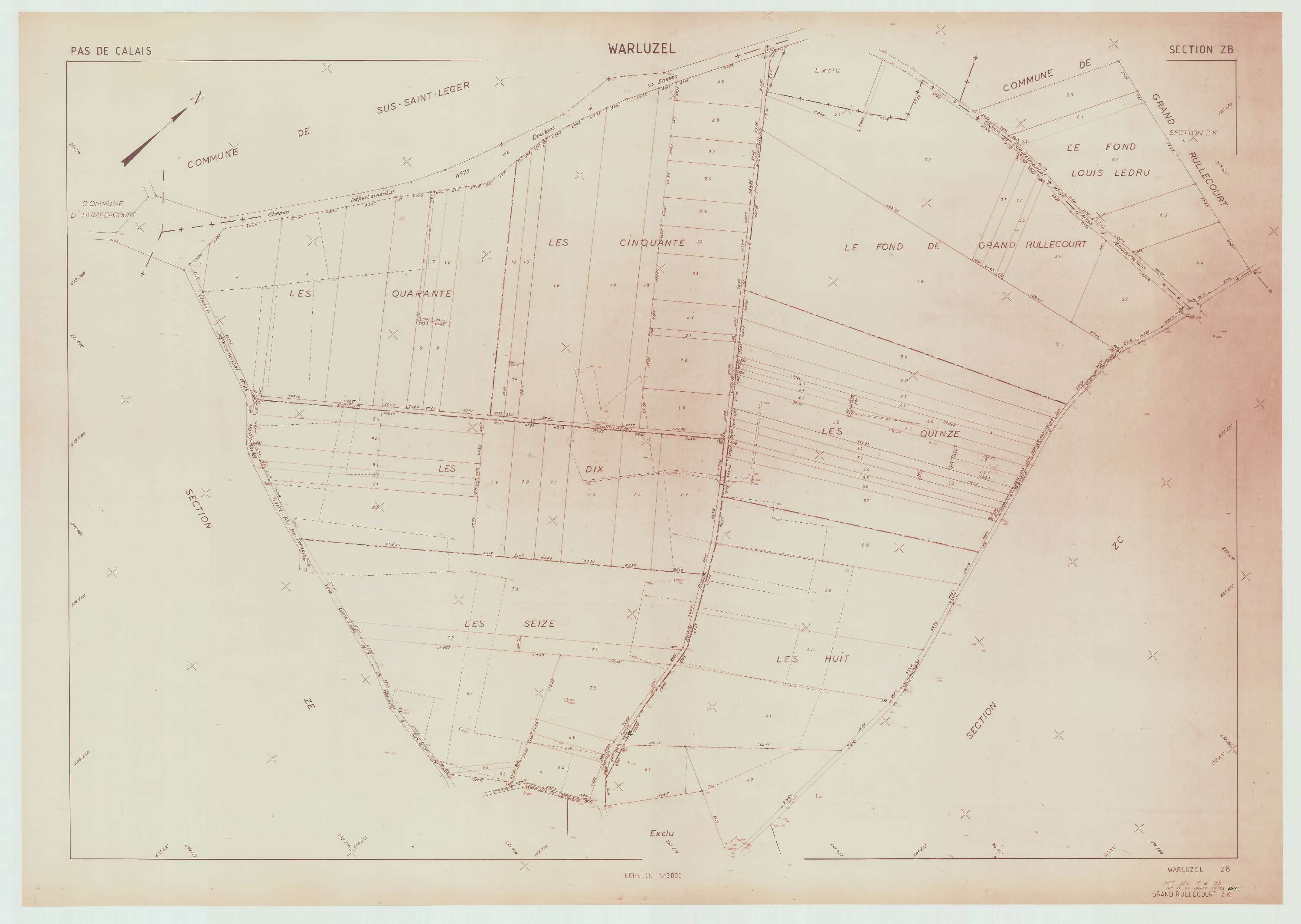 Warluzel - Plan de remembrement : section ZB.