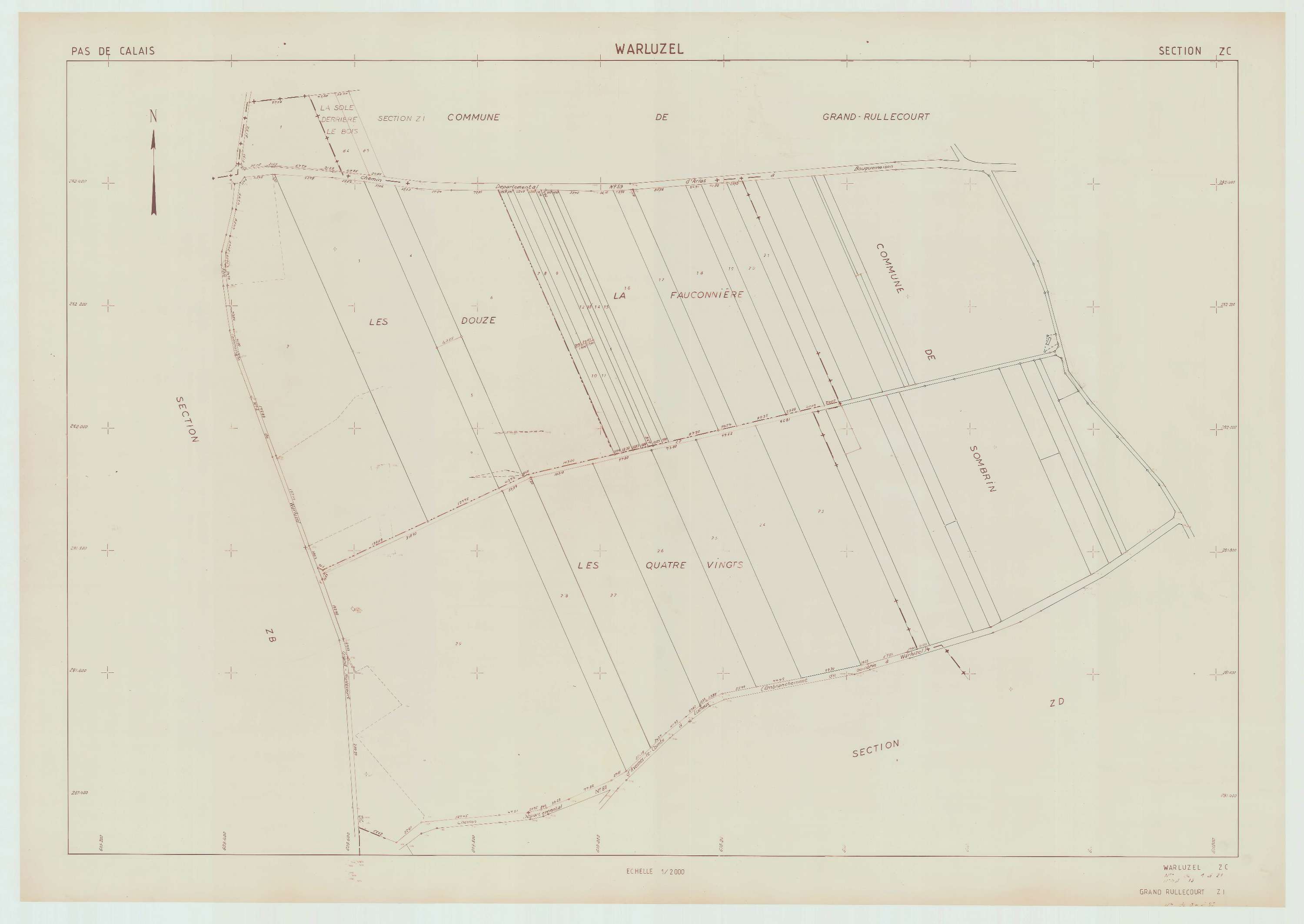 Warluzel - Plan de remembrement : section ZC.