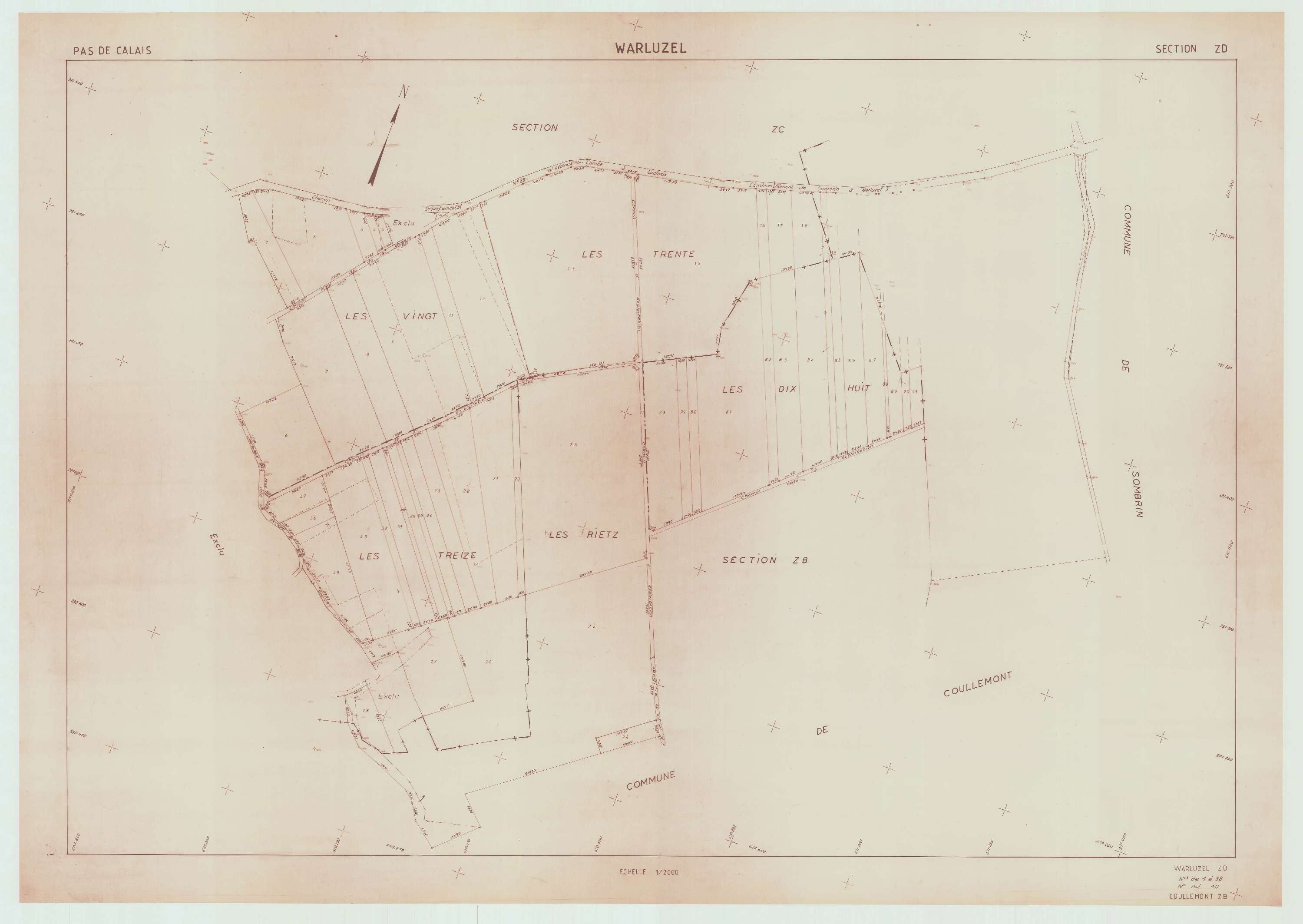 Warluzel - Plan de remembrement : section ZD.