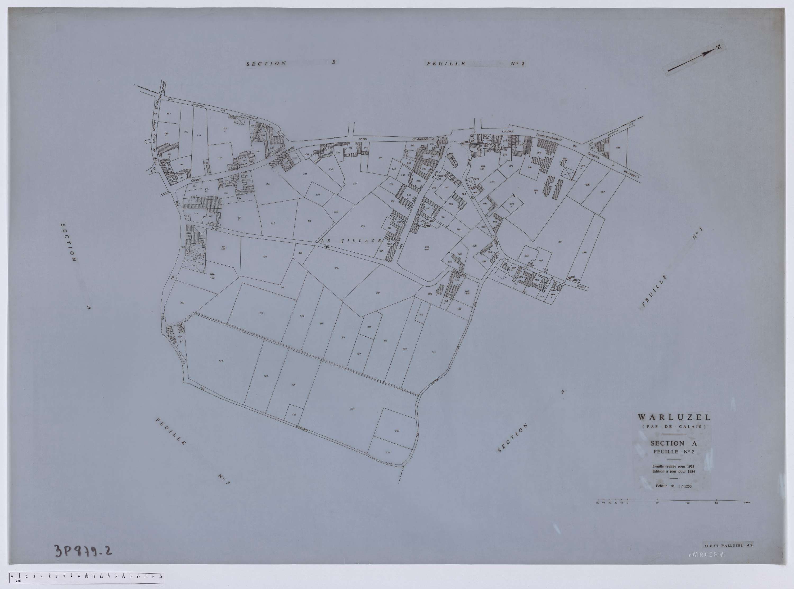 Warluzel - Section A, feuille 2.