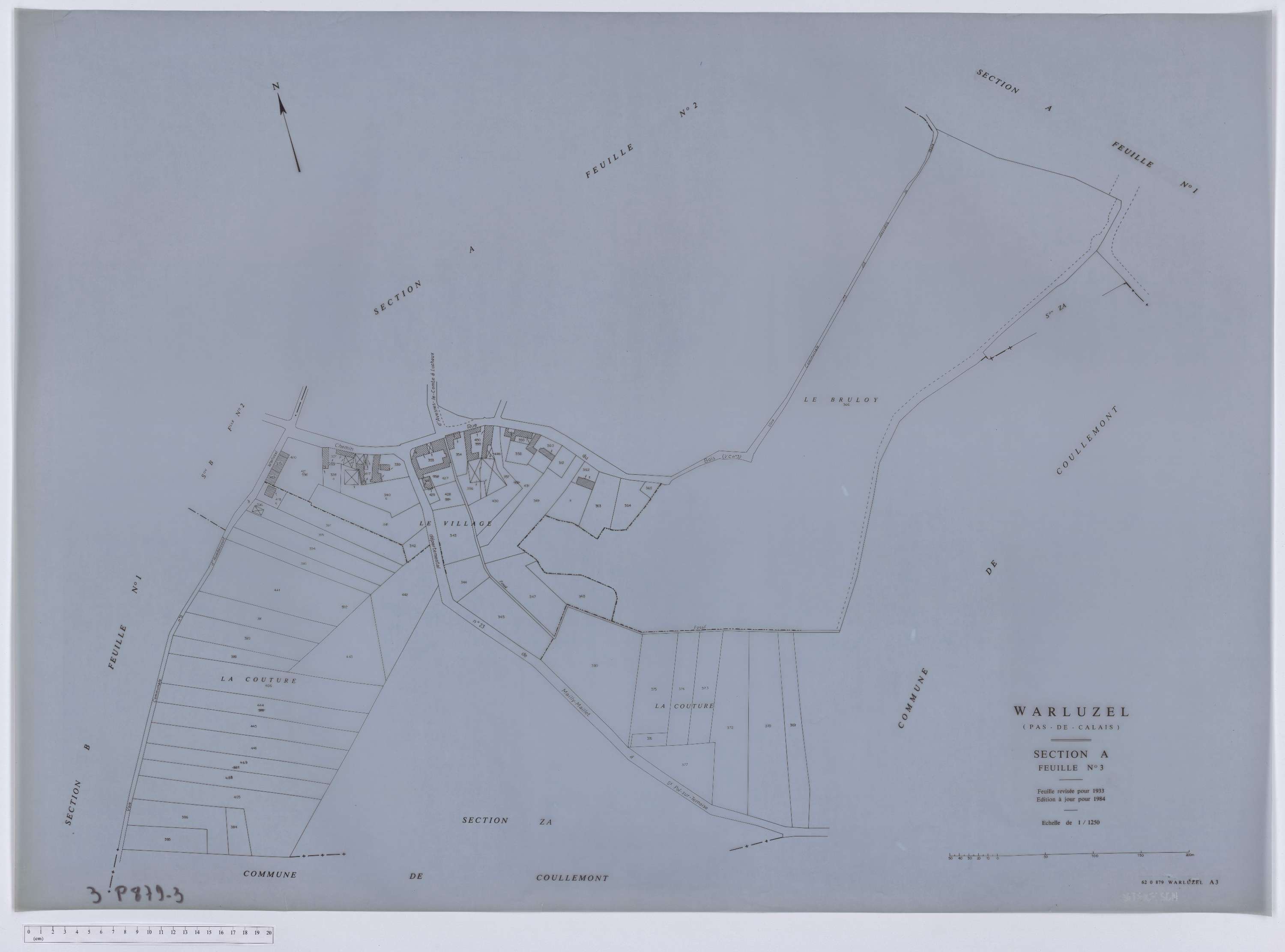 Warluzel - Section A, feuille 3.