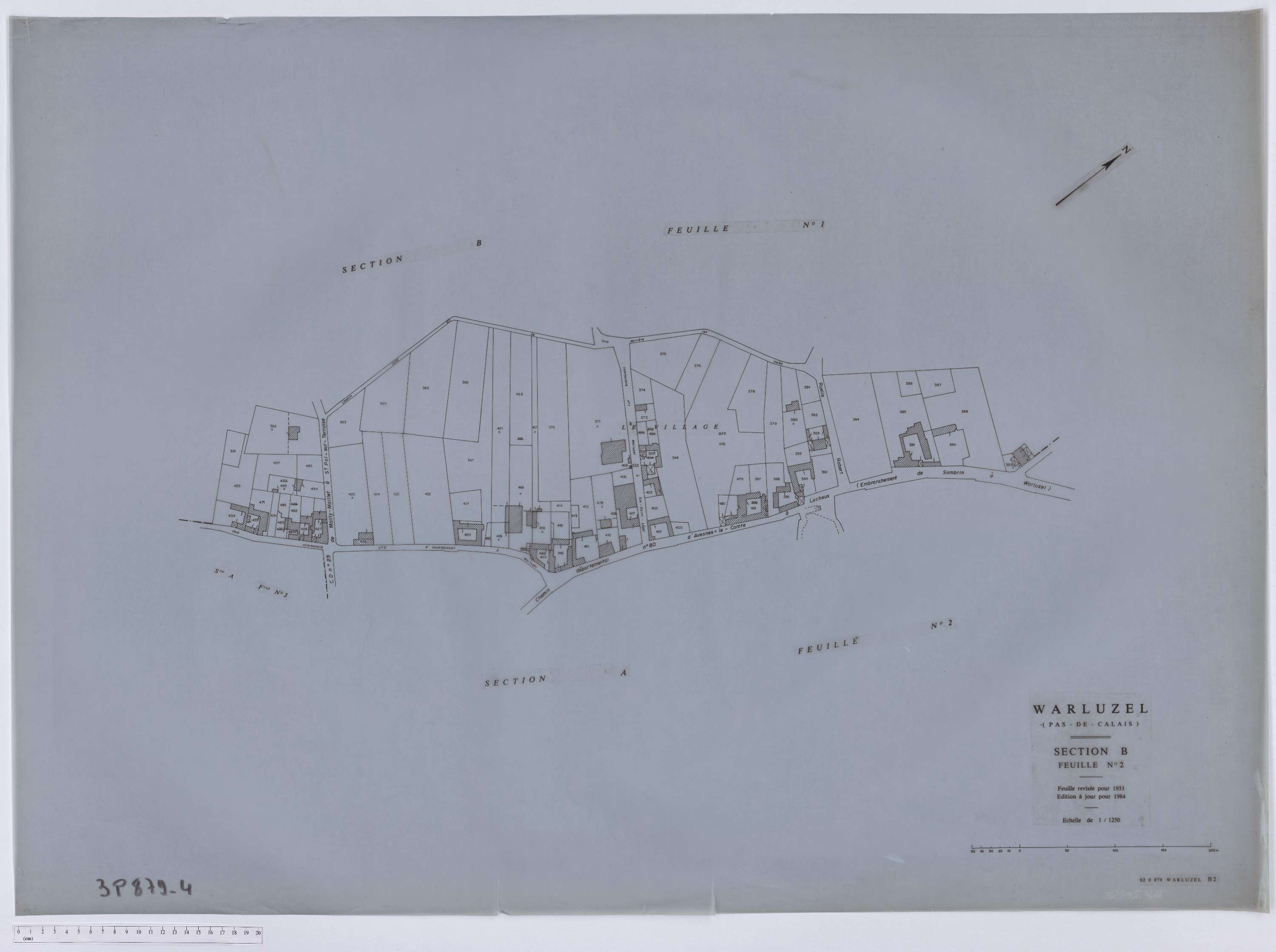 Warluzel - Section B, feuille 2.