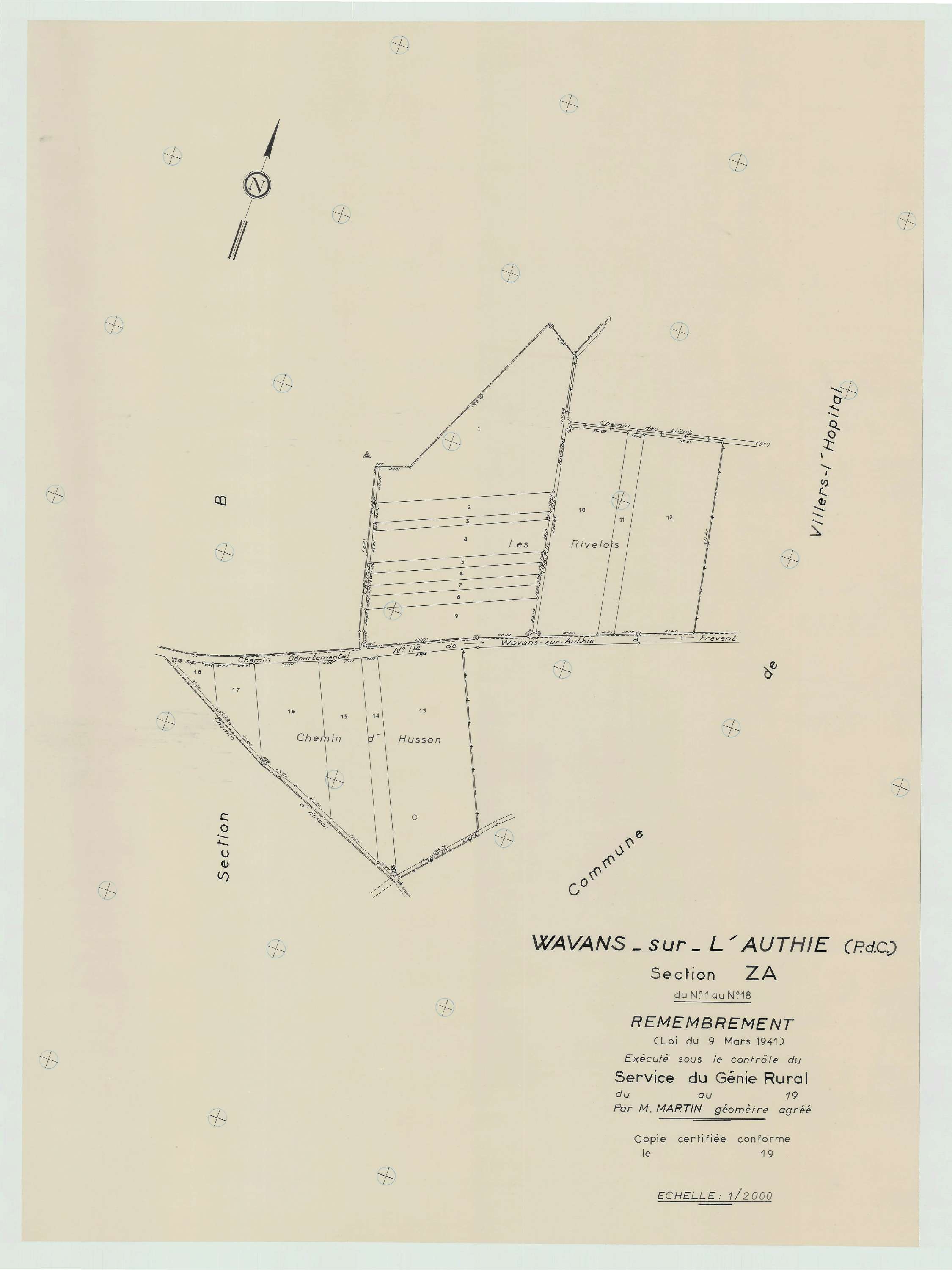 Beauvoir-Wavans - Plan de remembrement : section ZA.