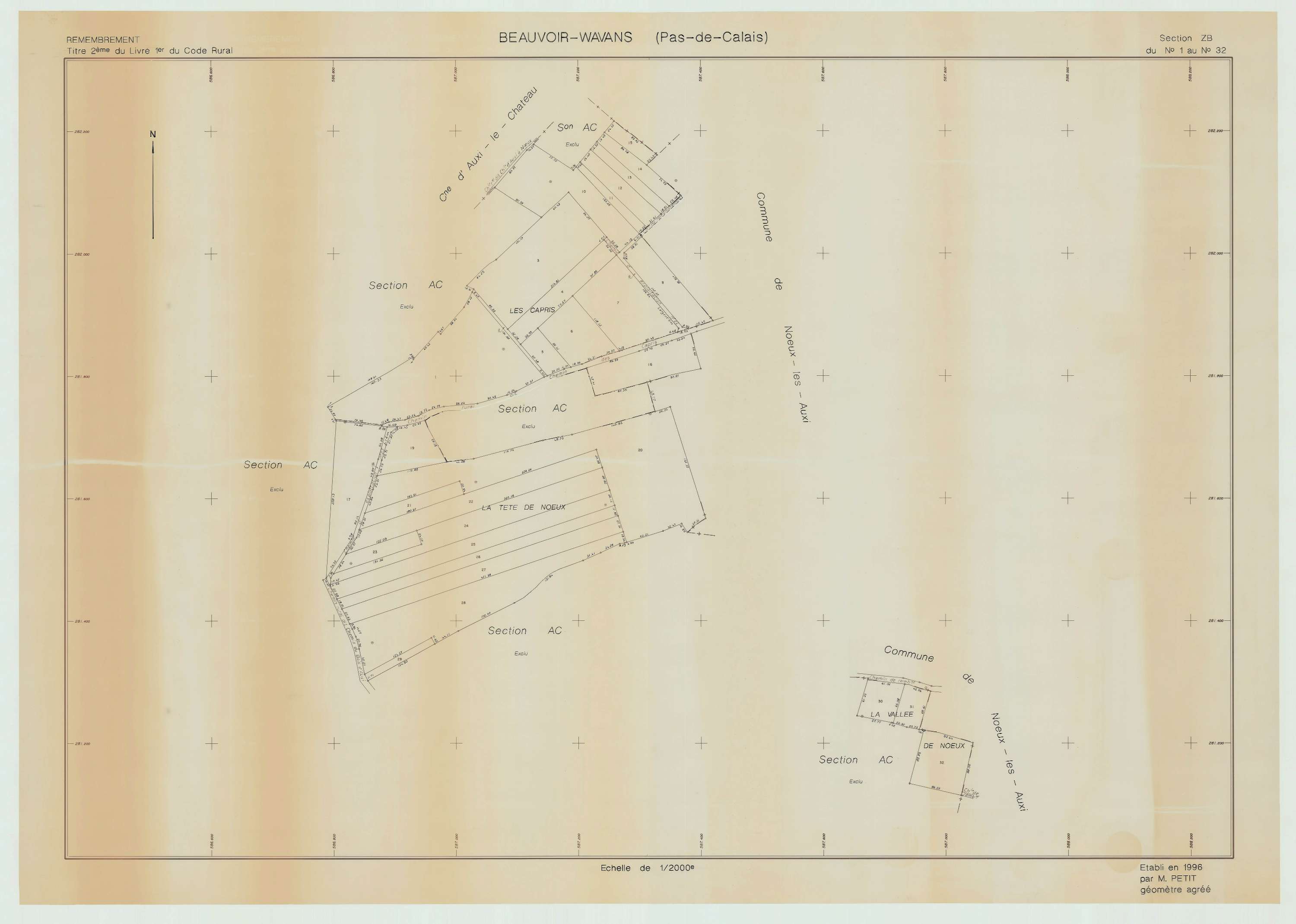Beauvoir-Wavans - Plan de remembrement : section ZB.