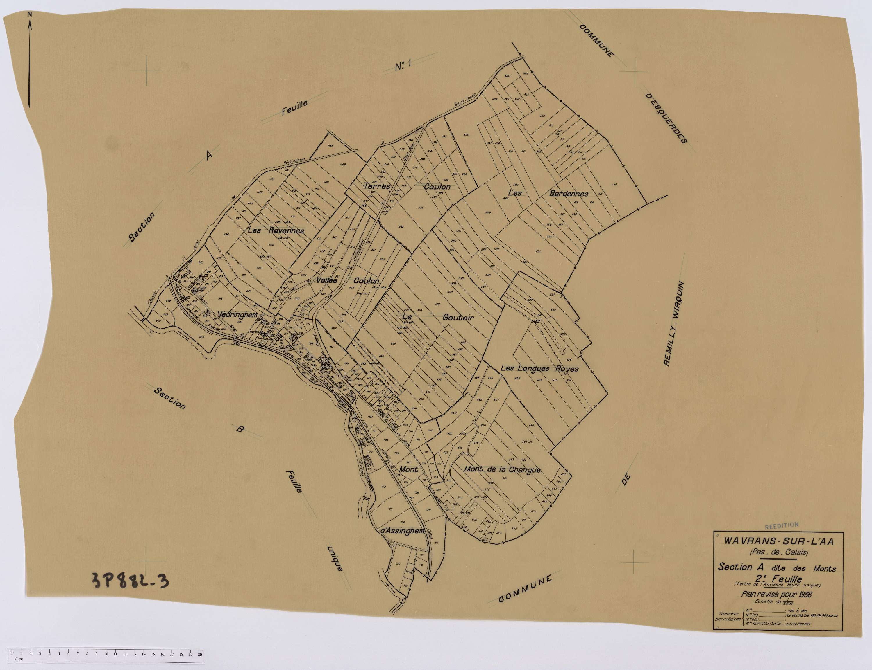 Wavrans-sur-l'Aa - Section A, feuille 2.