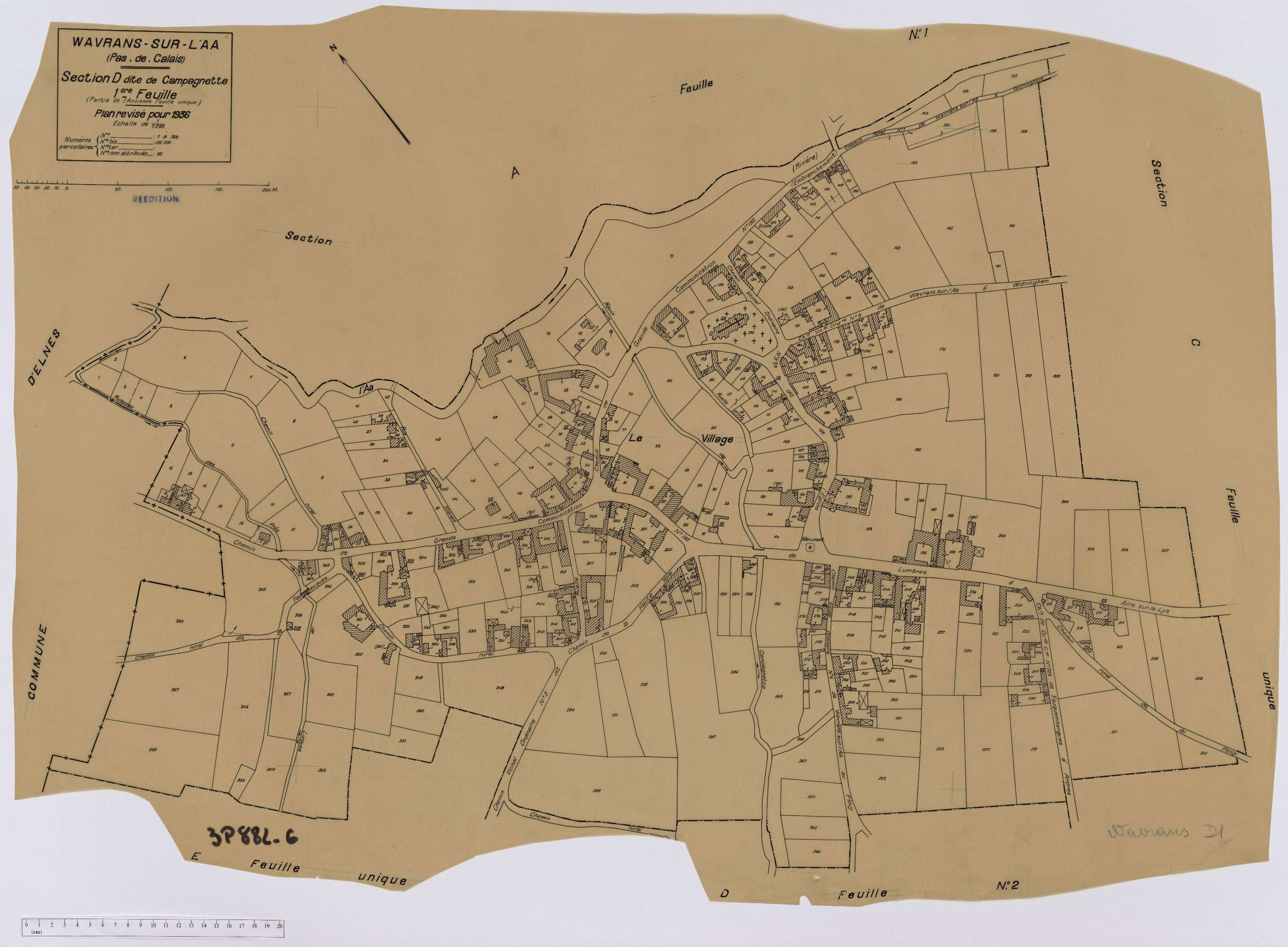 Wavrans-sur-l'Aa - Section D, feuille 1.