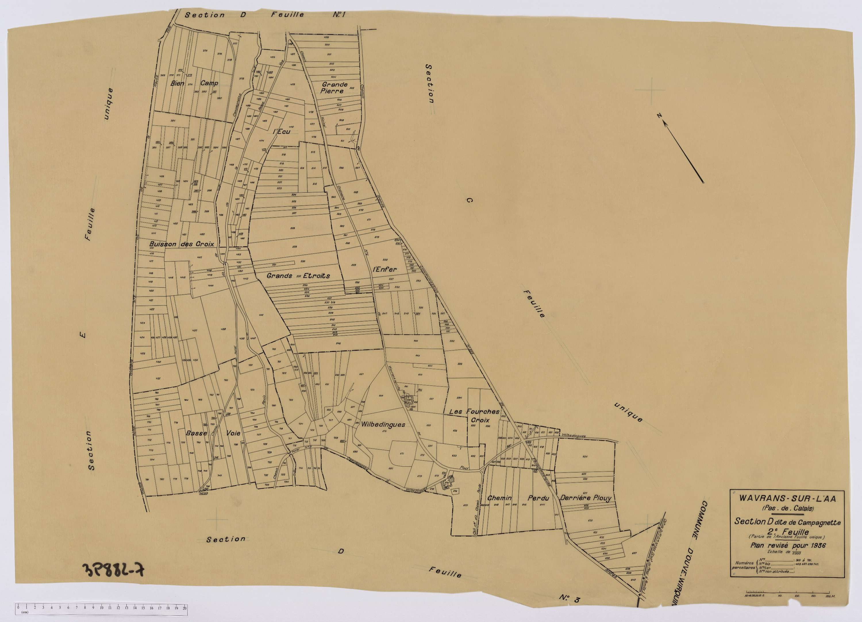 Wavrans-sur-l'Aa - Section D, feuille 2.