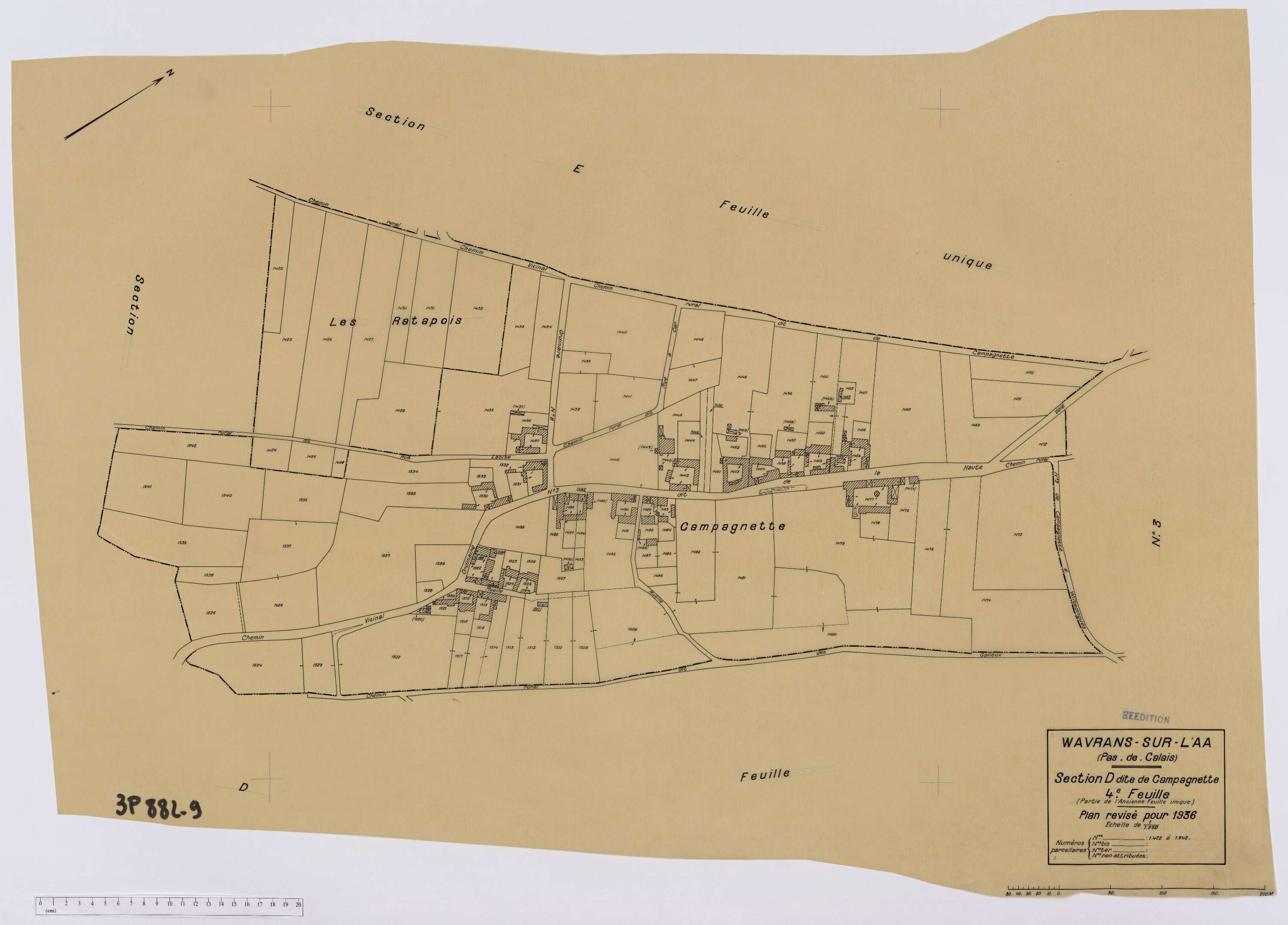 Wavrans-sur-l'Aa - Section D, feuille 4.