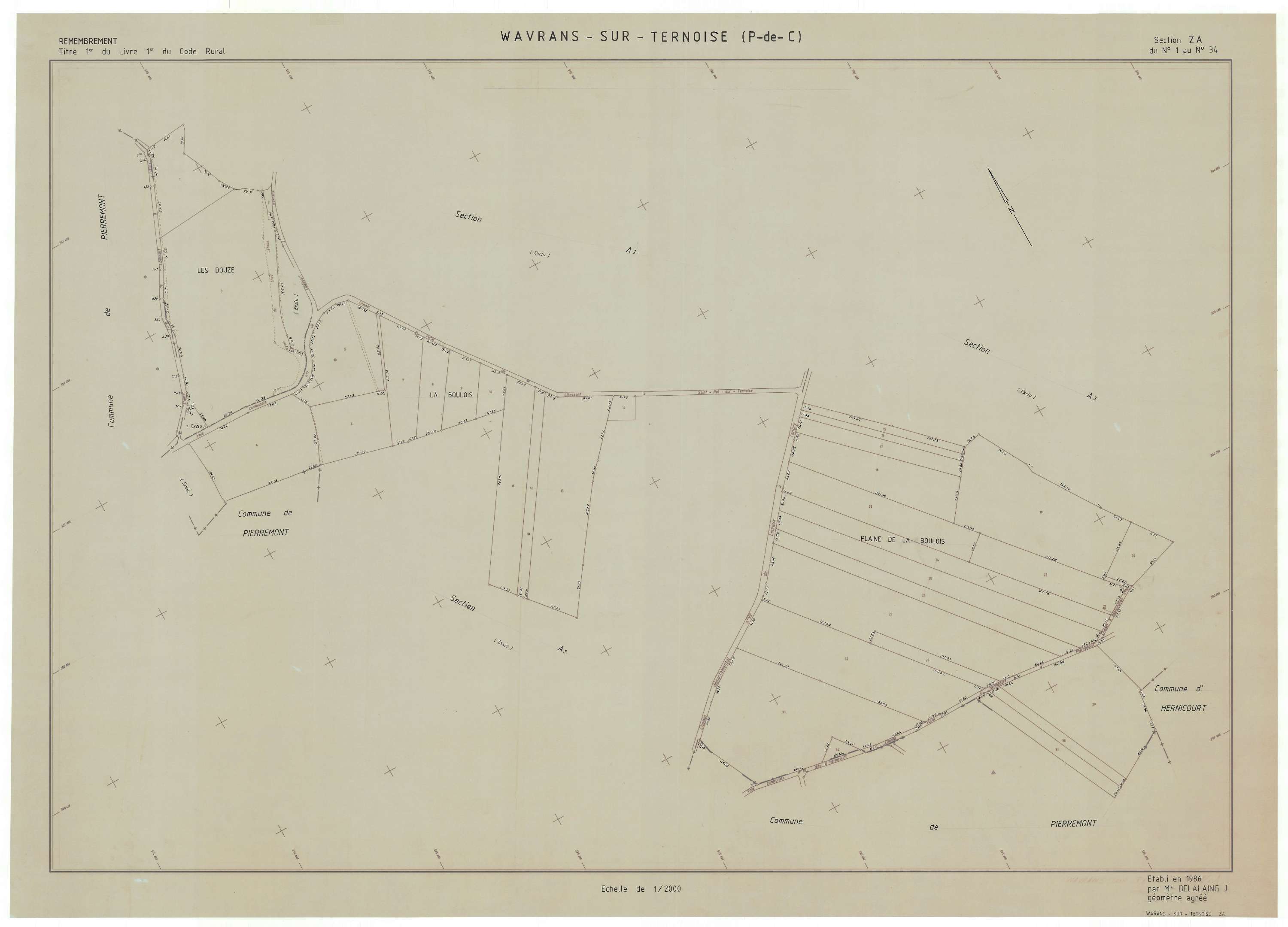 Wavrans-sur-Ternoise - Plan de remembrement : section ZA.