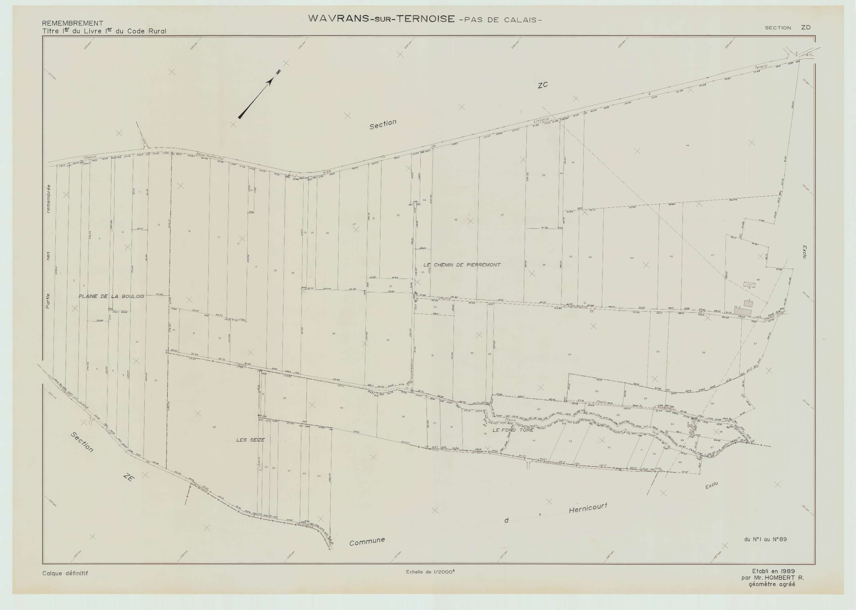 Wavrans-sur-Ternoise - Plan de remembrement : section ZD.