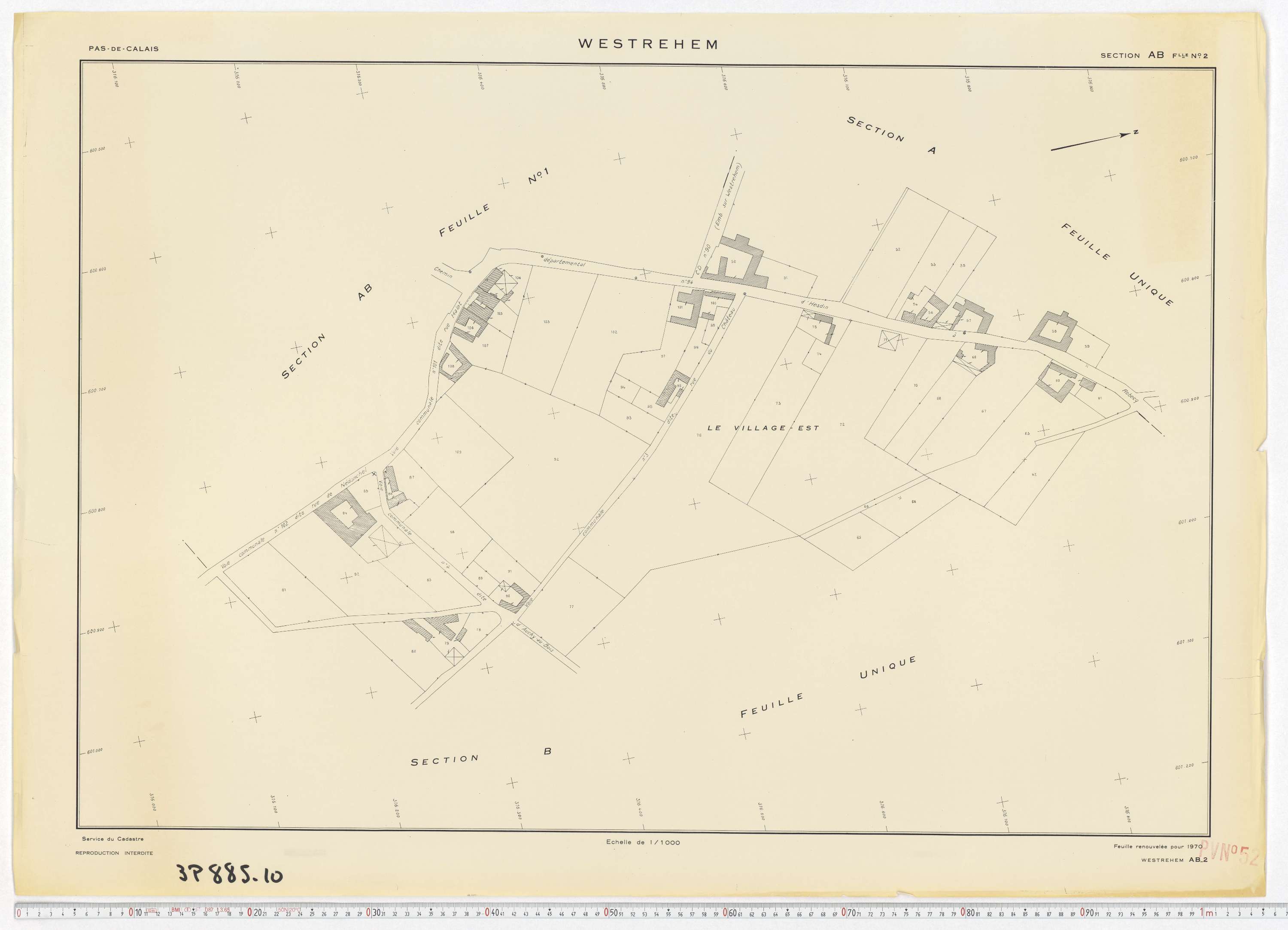 Westrehem - Section AB, feuille 2.