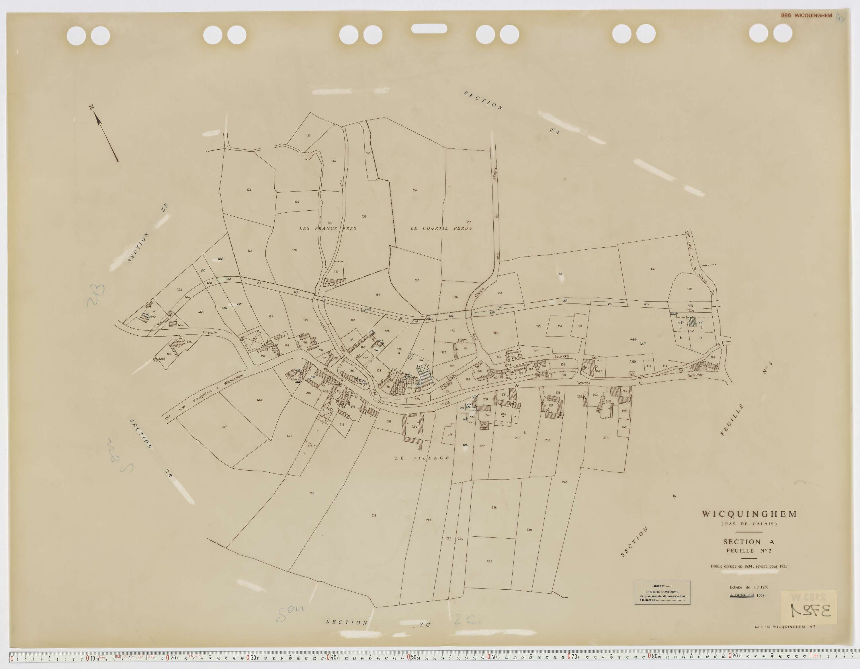 Wicquinghem - Section A, feuille 2.