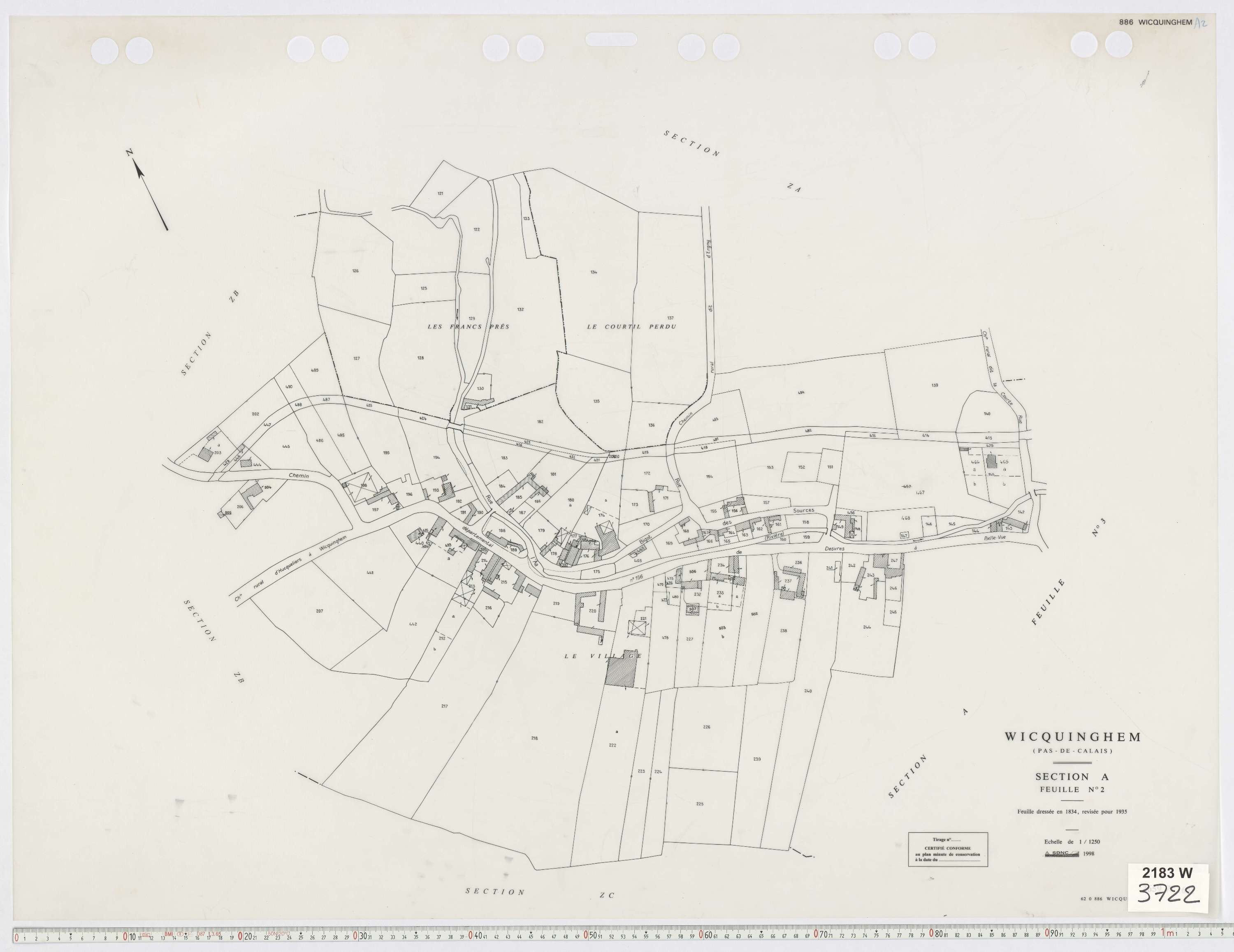 Wicquinghem - Section A, feuille 2.